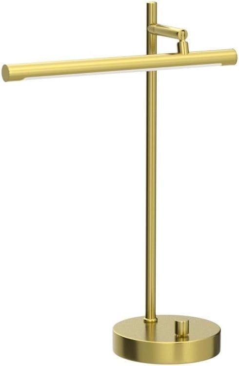 image:imageGlobe Electric 52889 West 15 LED Integrated Desk Lamp Matte Brass 200 Lumens Dimmer Rotary SwitchWest