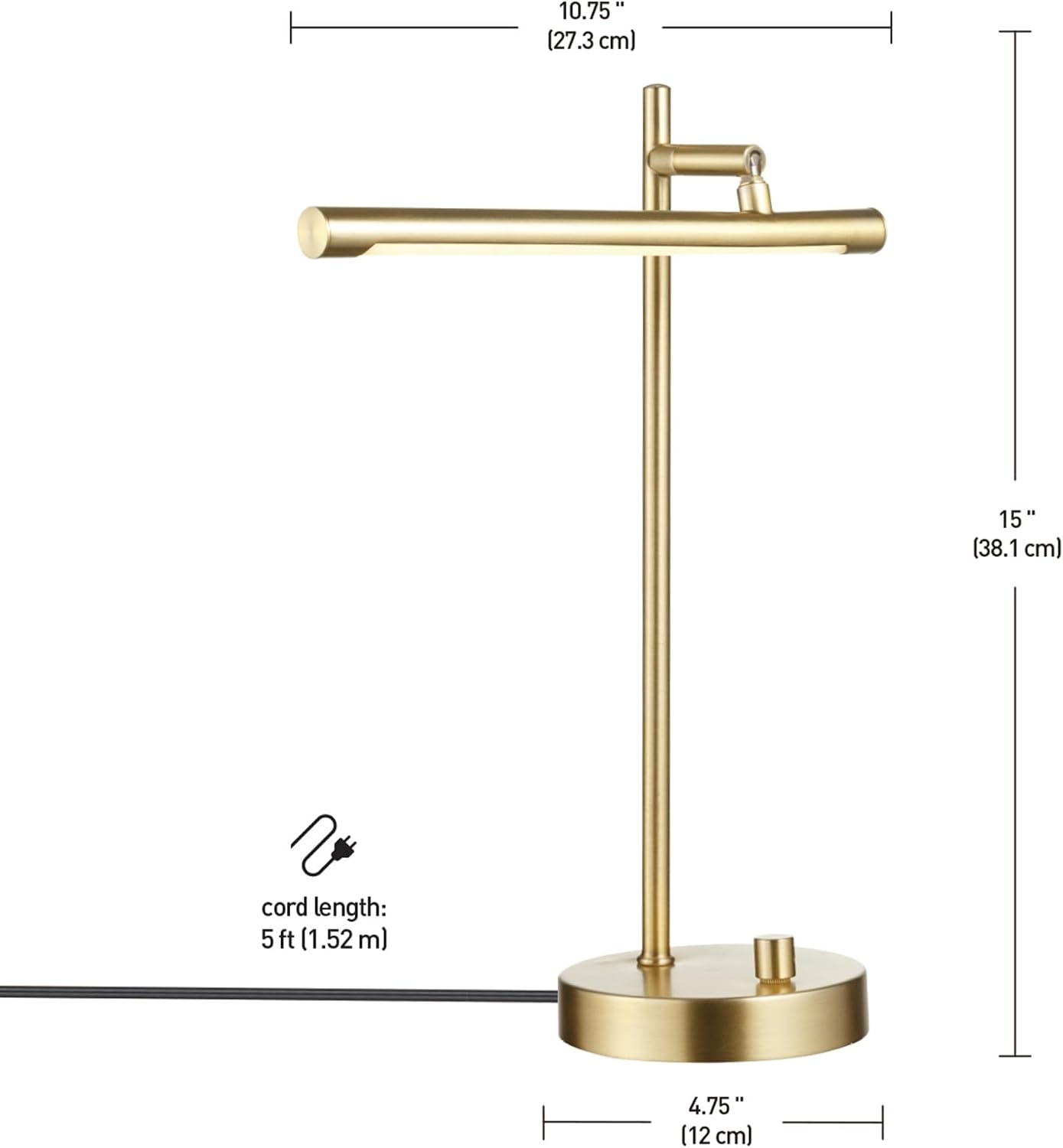 image:imageGlobe Electric 52889 West 15 LED Integrated Desk Lamp Matte Brass 200 Lumens Dimmer Rotary SwitchWest