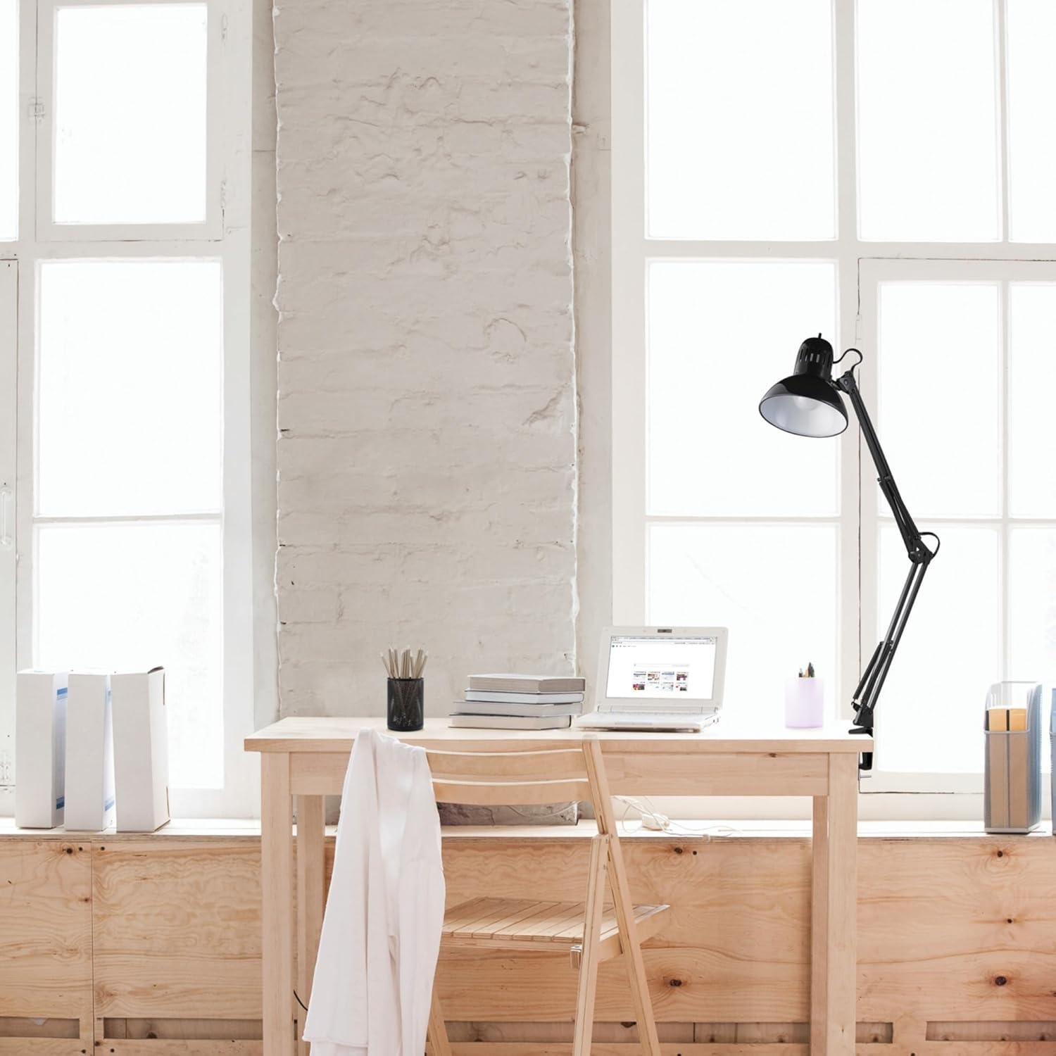 image:imageGlobe Electric 56963 315 MultiJoint Desk Lamp with Metal Clamp Black OnOff Rotary Switch on Shade Partially Adjustable Swing Arm Home Essentials Reading Light Office DcorBlack Architect