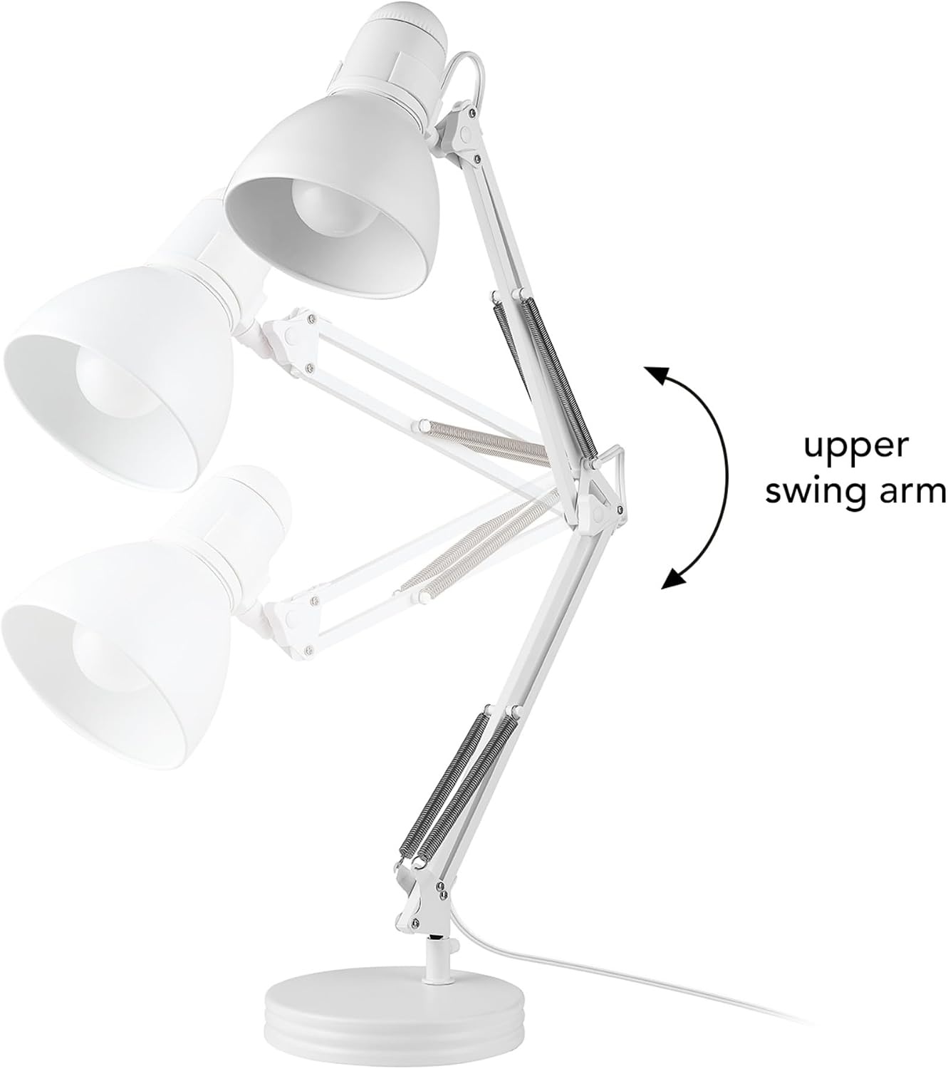 image:imageGlobe Electric 5698601 28 Heavy Base Top Moving Spring Balanced Swing Arm Desk Lamp Black OnOff Rotary Switch on Shade Office Decor Reading Light Home Essentials Room LightingWhite