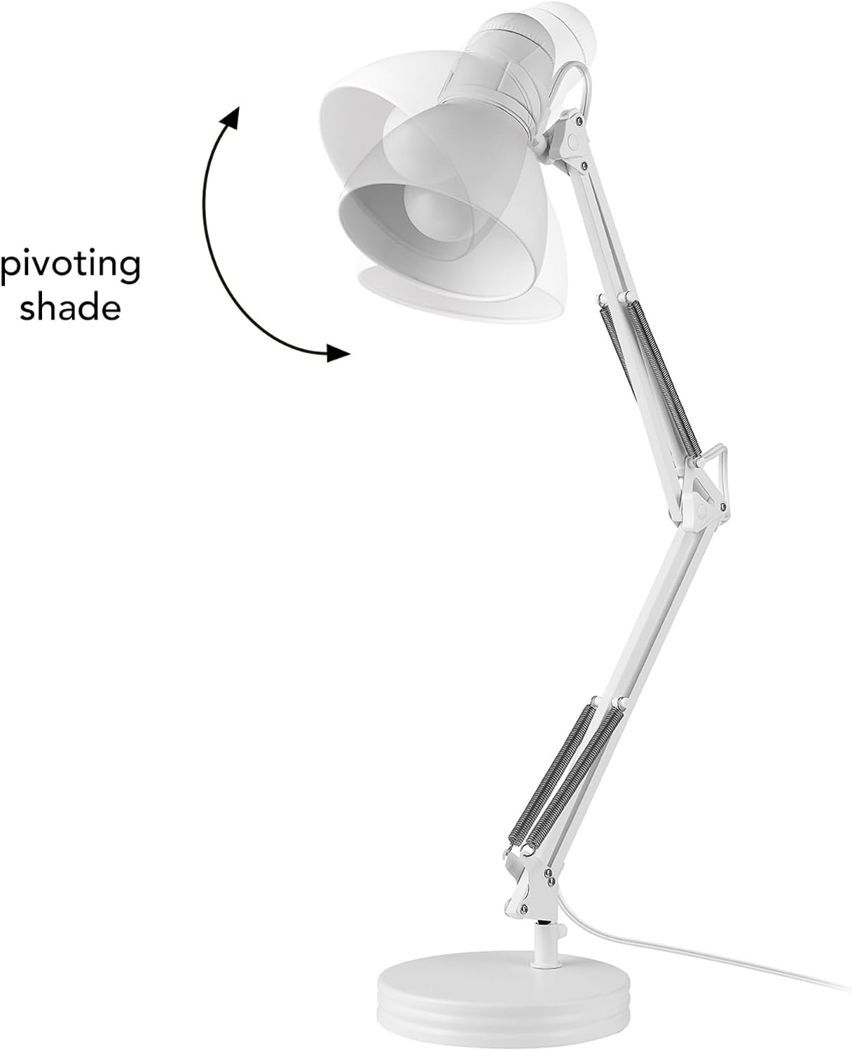 image:imageGlobe Electric 5698601 28 Heavy Base Top Moving Spring Balanced Swing Arm Desk Lamp Black OnOff Rotary Switch on Shade Office Decor Reading Light Home Essentials Room LightingWhite
