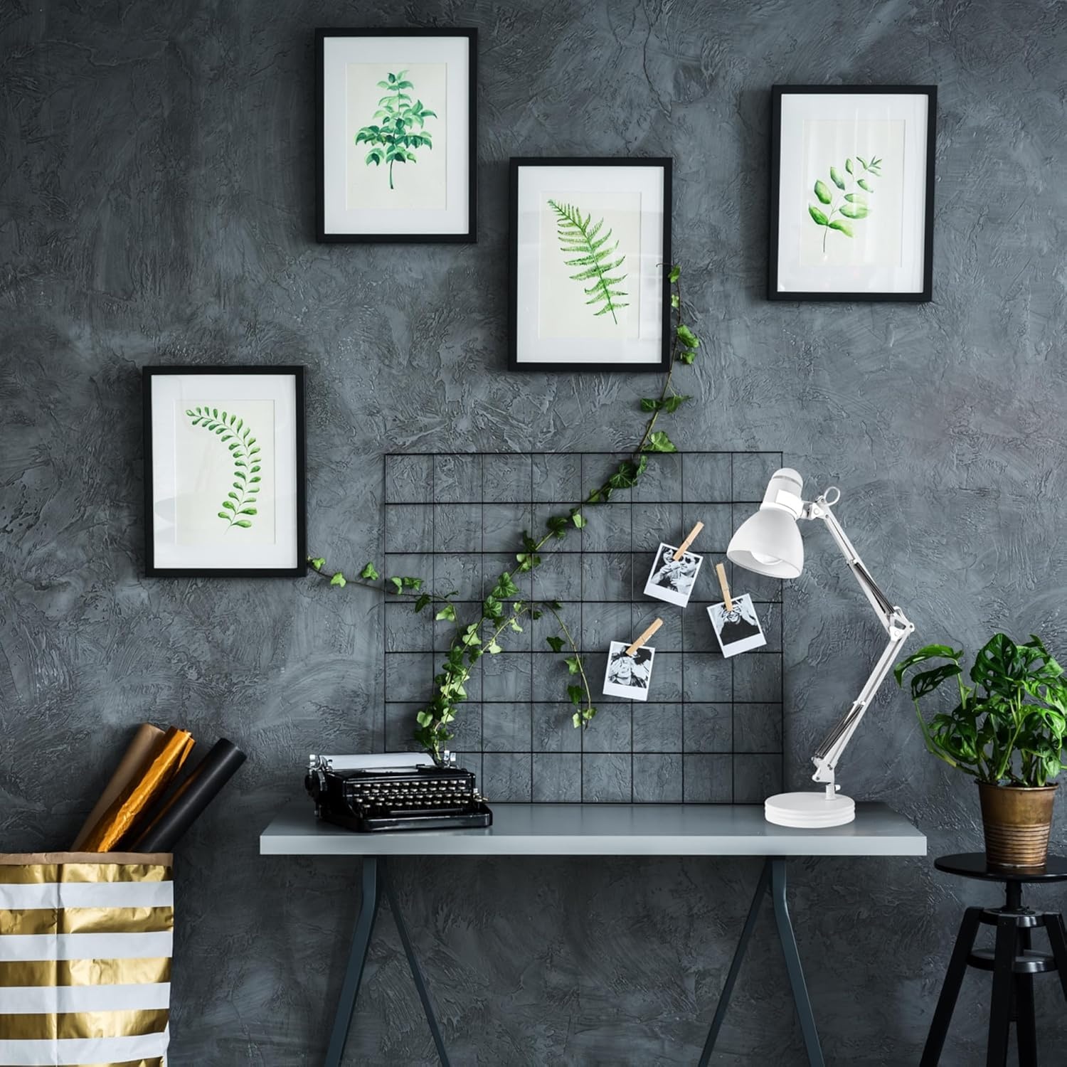 image:imageGlobe Electric 5698601 28 Heavy Base Top Moving Spring Balanced Swing Arm Desk Lamp Black OnOff Rotary Switch on Shade Office Decor Reading Light Home Essentials Room LightingWhite