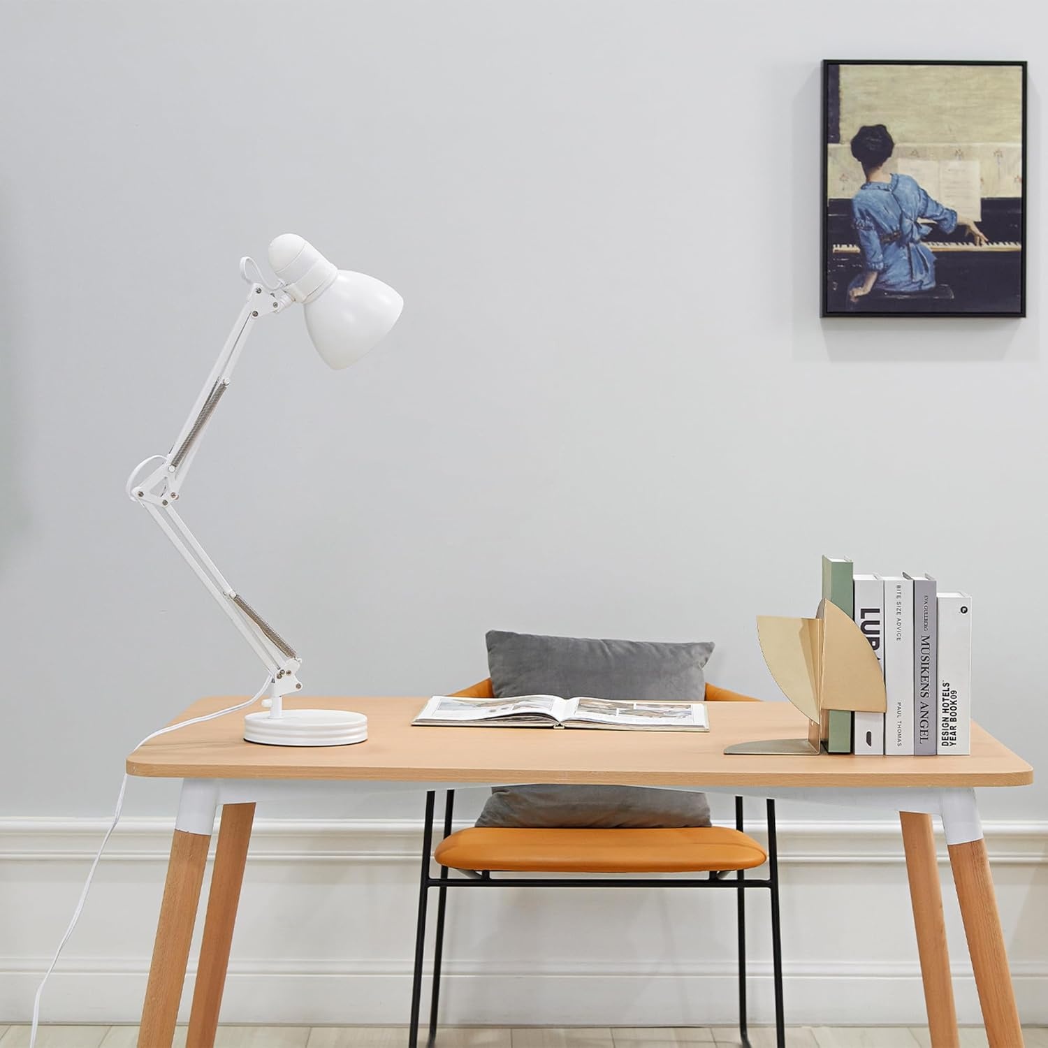 image:imageGlobe Electric 5698601 28 Heavy Base Top Moving Spring Balanced Swing Arm Desk Lamp Black OnOff Rotary Switch on Shade Office Decor Reading Light Home Essentials Room LightingWhite