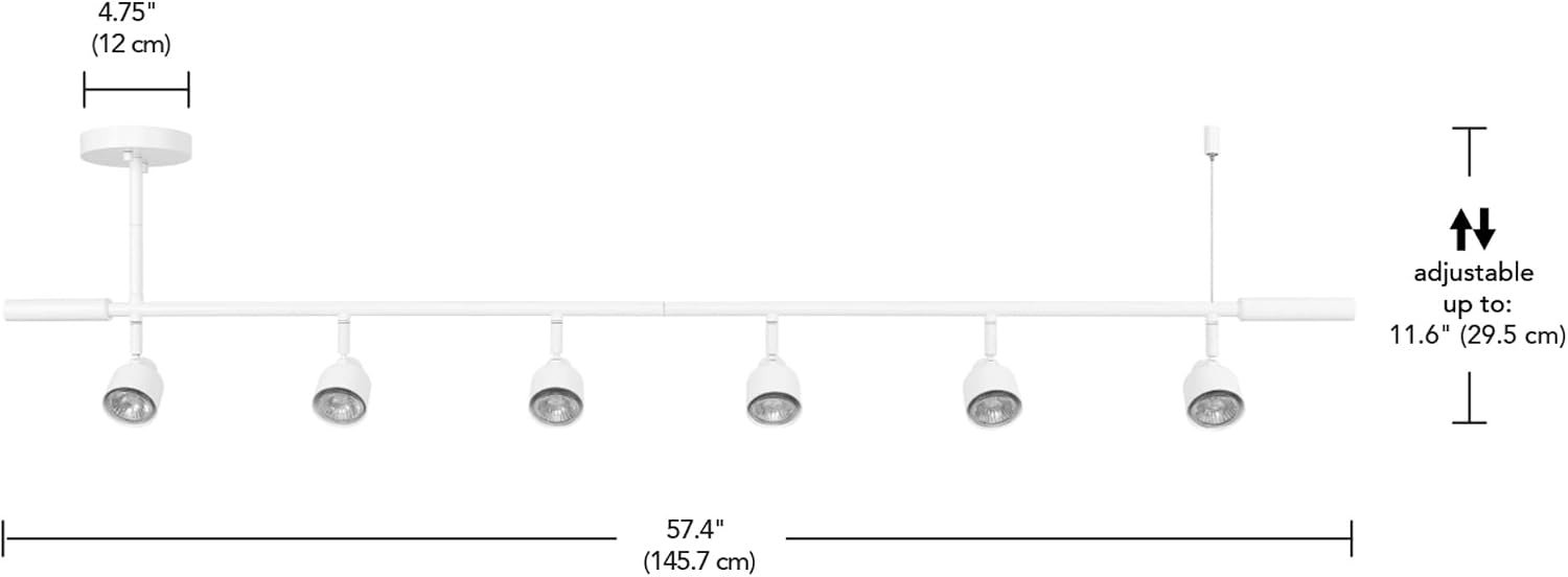 image:imageGlobe Electric 59811 6Light Adjustable Track Lighting Matte Black Industrial Farmhouse Rectangular Frame Pivoting Heads E26 Base Dimmable Ceiling Track FixtureMatte White Eastwood