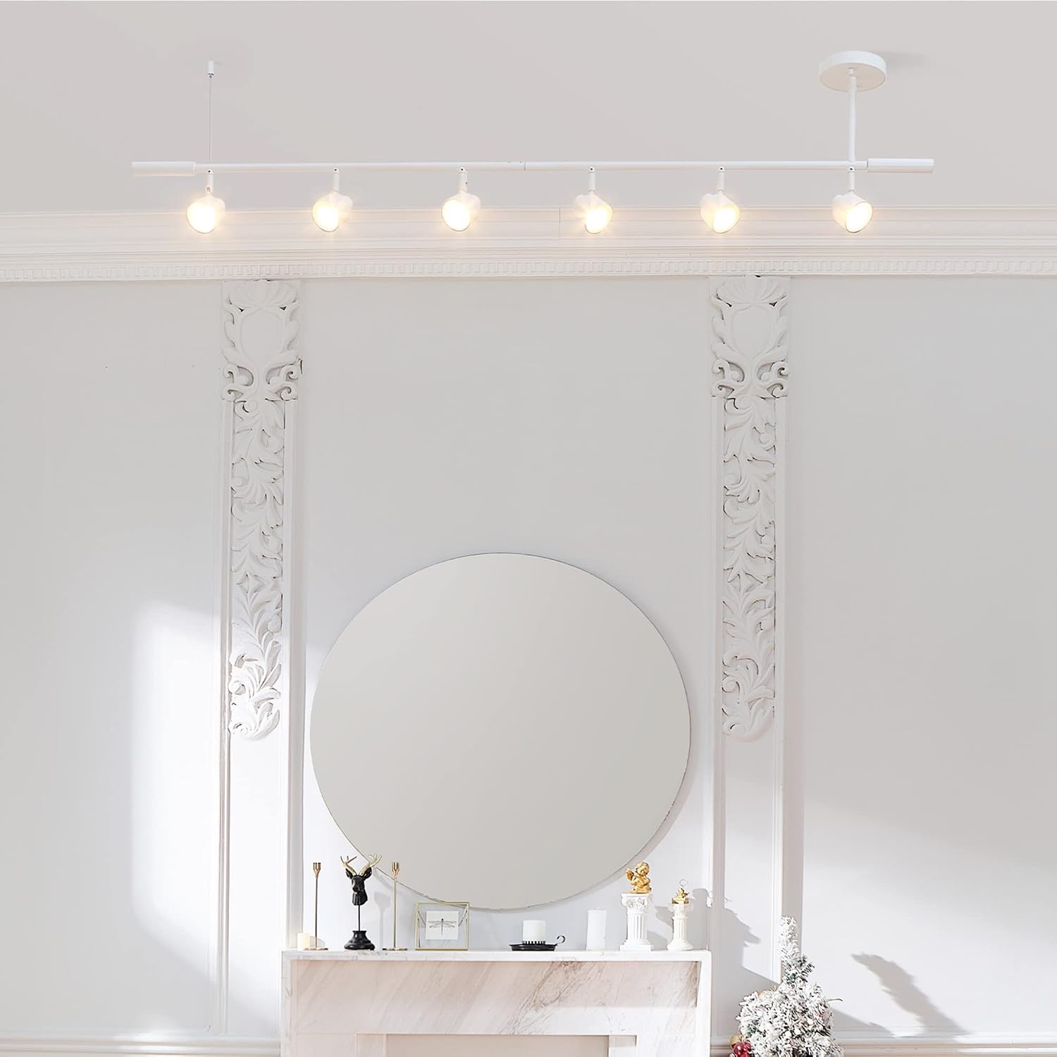 image:imageGlobe Electric 59811 6Light Adjustable Track Lighting Matte Black Industrial Farmhouse Rectangular Frame Pivoting Heads E26 Base Dimmable Ceiling Track FixtureMatte White Eastwood