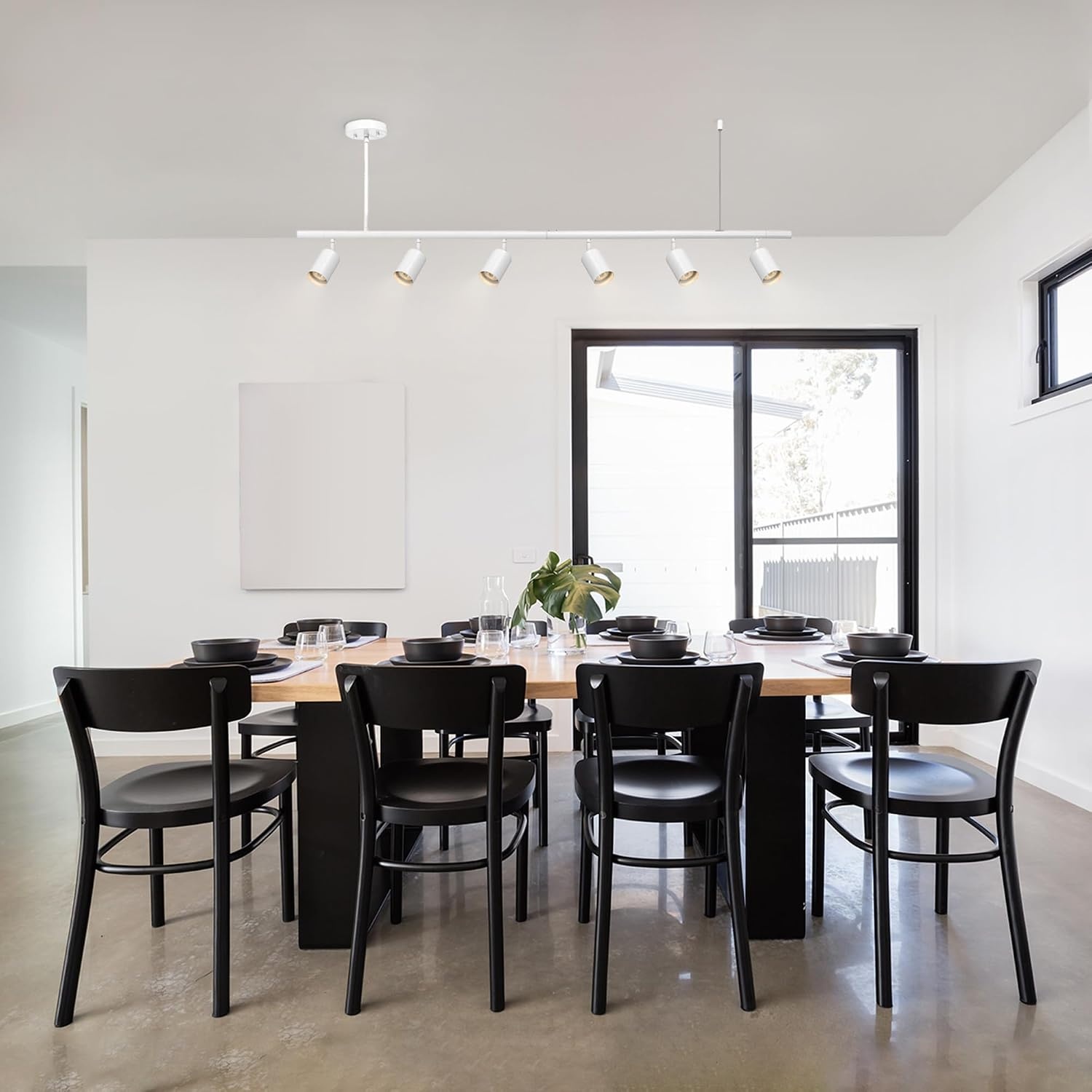 image:imageGlobe Electric 59811 6Light Adjustable Track Lighting Matte Black Industrial Farmhouse Rectangular Frame Pivoting Heads E26 Base Dimmable Ceiling Track FixtureWhite Cynthia