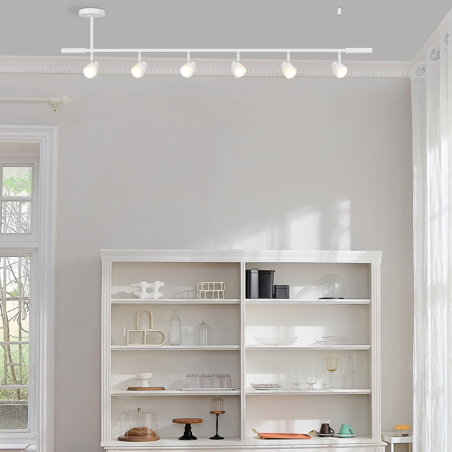 image:imageGlobe Electric 59811 6Light Adjustable Track Lighting Matte Black Industrial Farmhouse Rectangular Frame Pivoting Heads E26 Base Dimmable Ceiling Track FixtureMatte White Eastwood