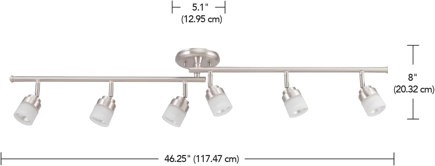 image:imageGlobe Electric 59865 Spence 6Light Foldable Track Lighting Brushed Nickel Frosted Glass ShadesBrushed Nickle Spence