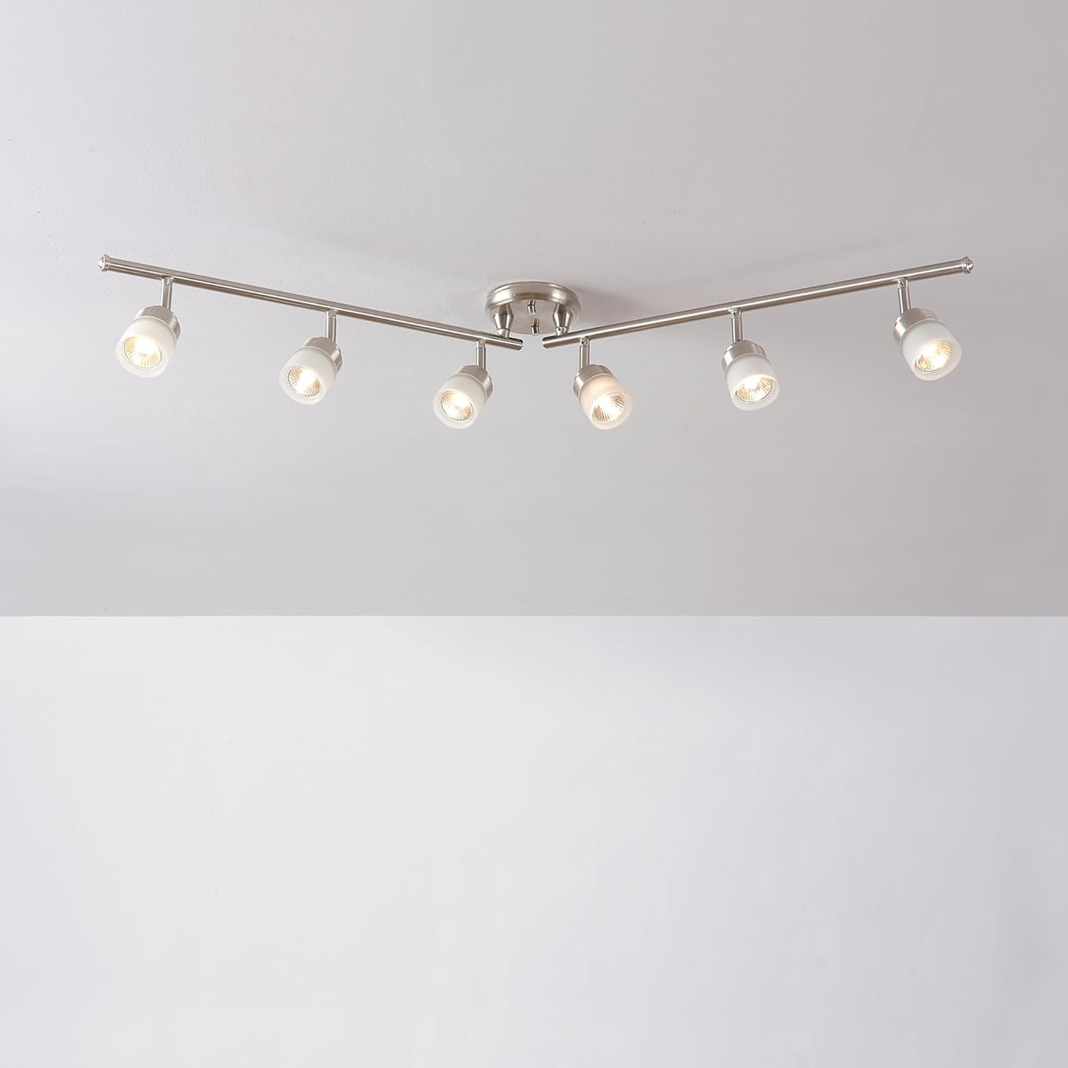 image:imageGlobe Electric 59865 Spence 6Light Foldable Track Lighting Brushed Nickel Frosted Glass ShadesBrushed Nickle Spence