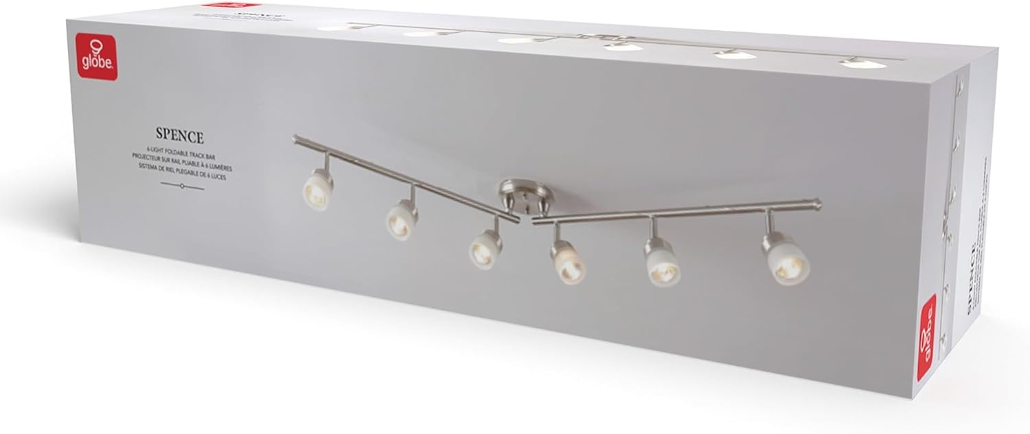 image:imageGlobe Electric 59865 Spence 6Light Foldable Track Lighting Brushed Nickel Frosted Glass ShadesBrushed Nickle Spence