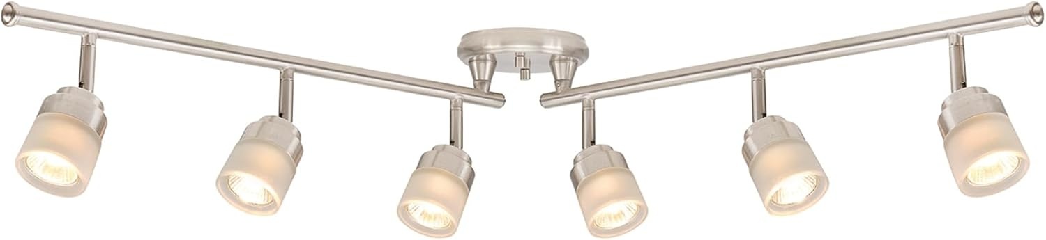 image:imageGlobe Electric 59865 Spence 6Light Foldable Track Lighting Brushed Nickel Frosted Glass ShadesBrushed Nickle Spence