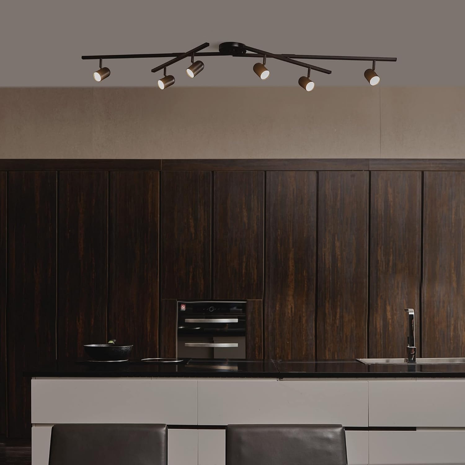 image:imageGlobe Electric 59865 Spence 6Light Foldable Track Lighting Brushed Nickel Frosted Glass ShadesMatte Black Wilma