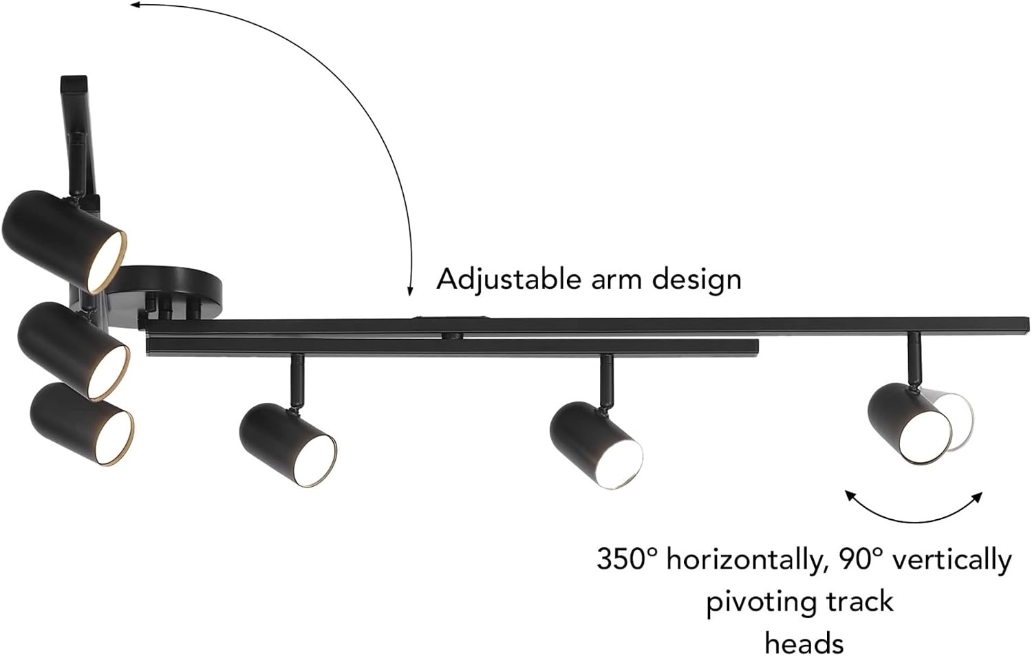 image:imageGlobe Electric 59865 Spence 6Light Foldable Track Lighting Brushed Nickel Frosted Glass ShadesMatte Black Wilma