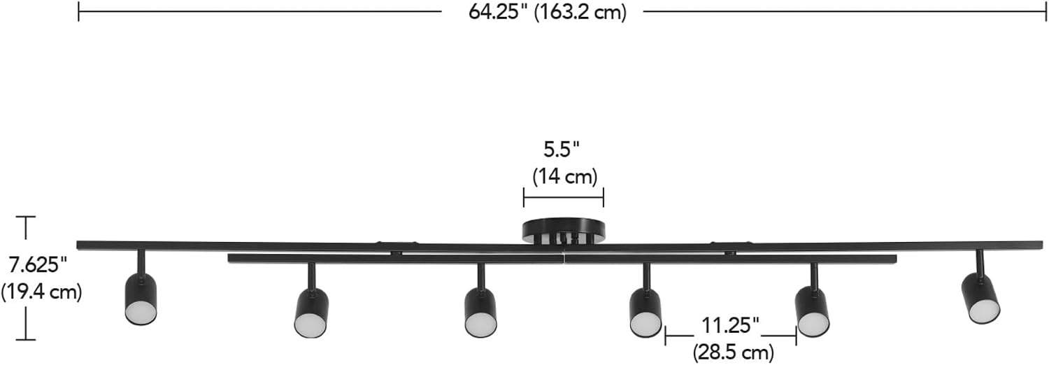 image:imageGlobe Electric 59865 Spence 6Light Foldable Track Lighting Brushed Nickel Frosted Glass ShadesMatte Black Wilma