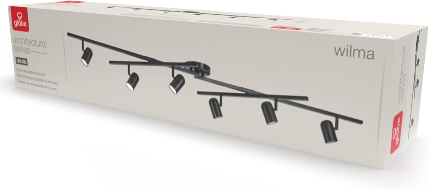 image:imageGlobe Electric 59865 Spence 6Light Foldable Track Lighting Brushed Nickel Frosted Glass ShadesMatte Black Wilma