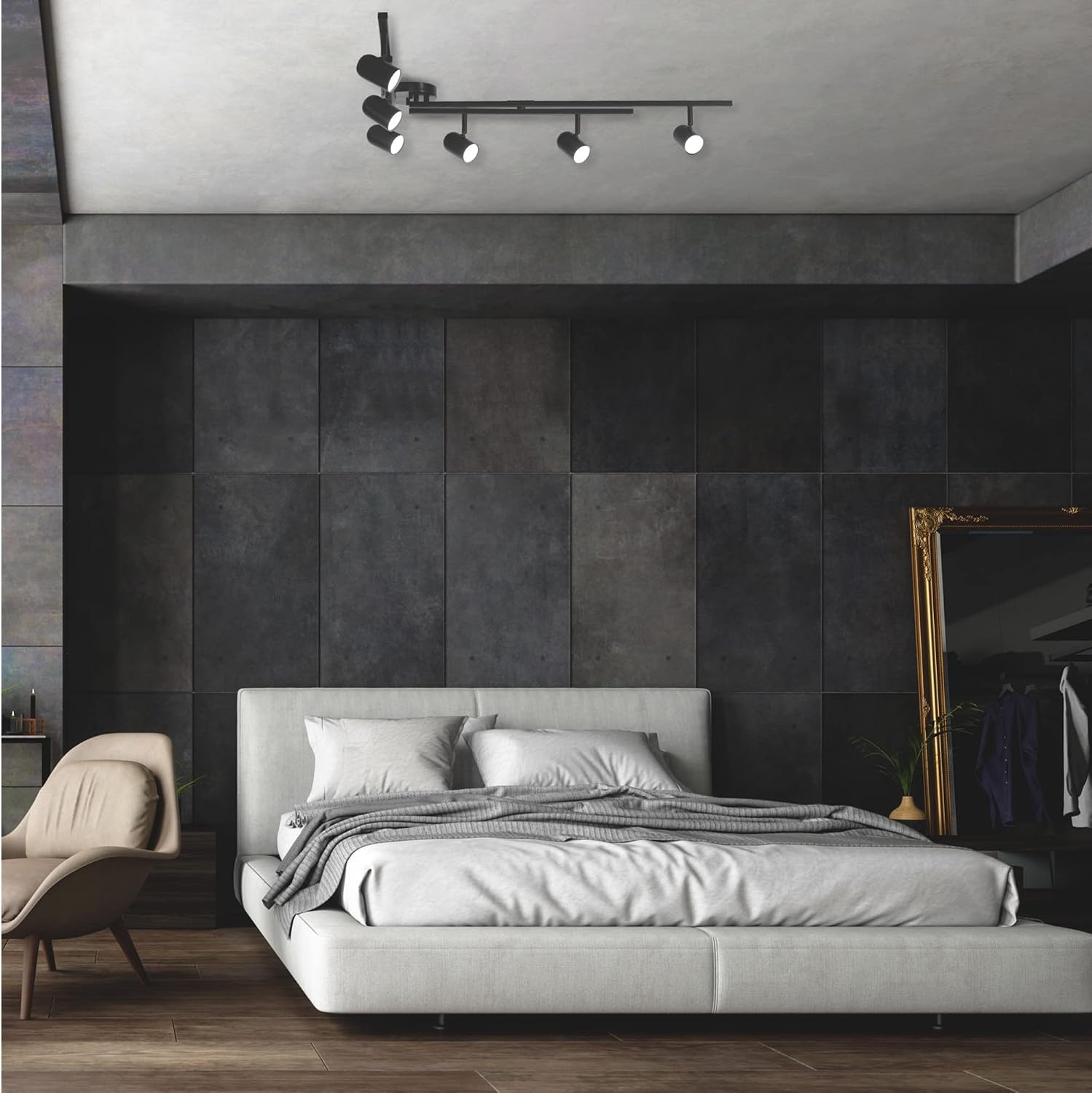 image:imageGlobe Electric 59865 Spence 6Light Foldable Track Lighting Brushed Nickel Frosted Glass ShadesMatte Black Wilma