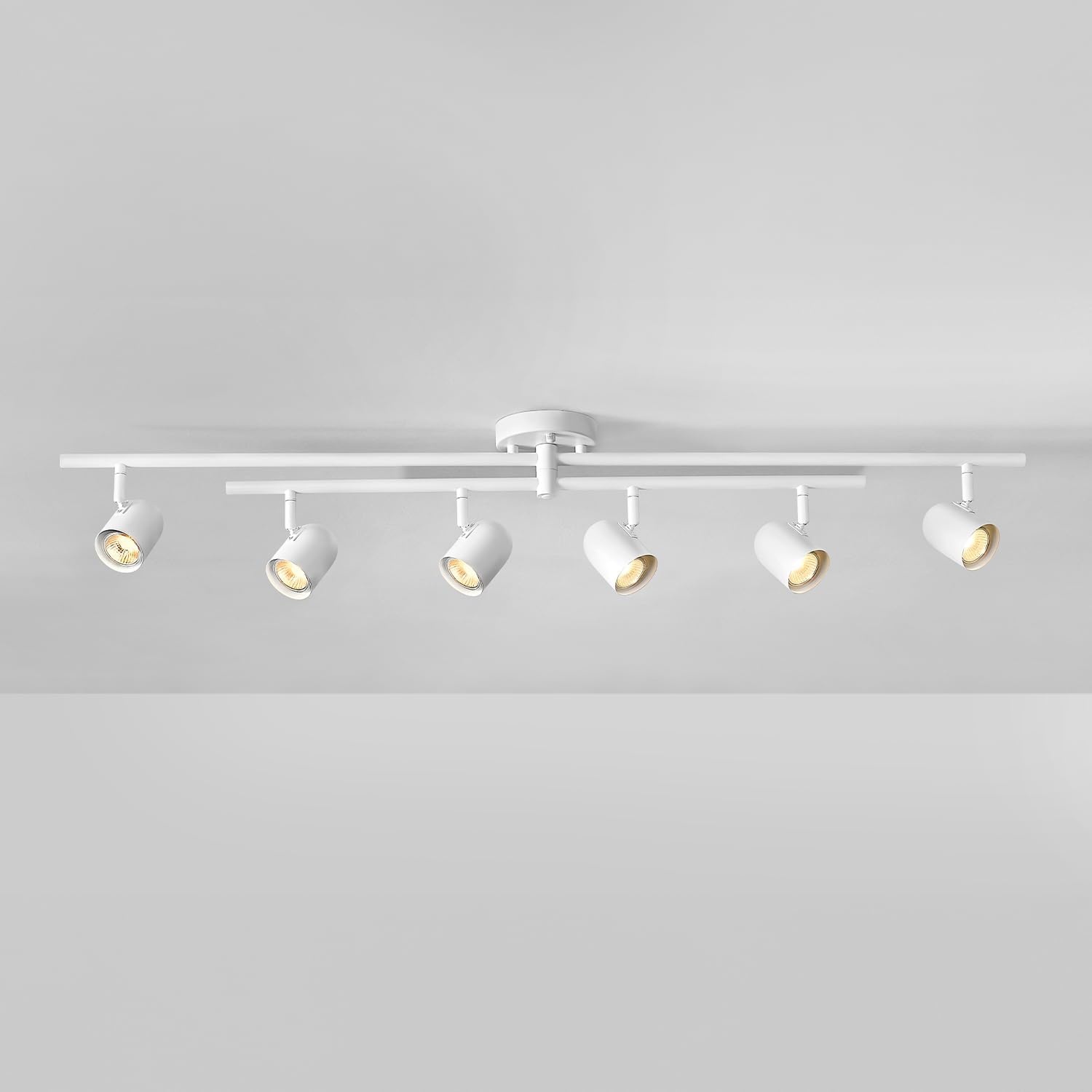 image:imageGlobe Electric 59865 Spence 6Light Foldable Track Lighting Brushed Nickel Frosted Glass ShadesMatte White Niven
