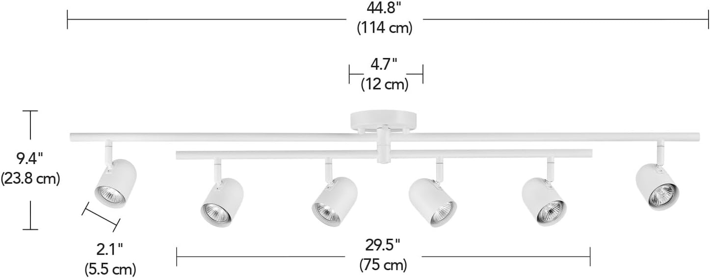 image:imageGlobe Electric 59865 Spence 6Light Foldable Track Lighting Brushed Nickel Frosted Glass ShadesMatte White Niven