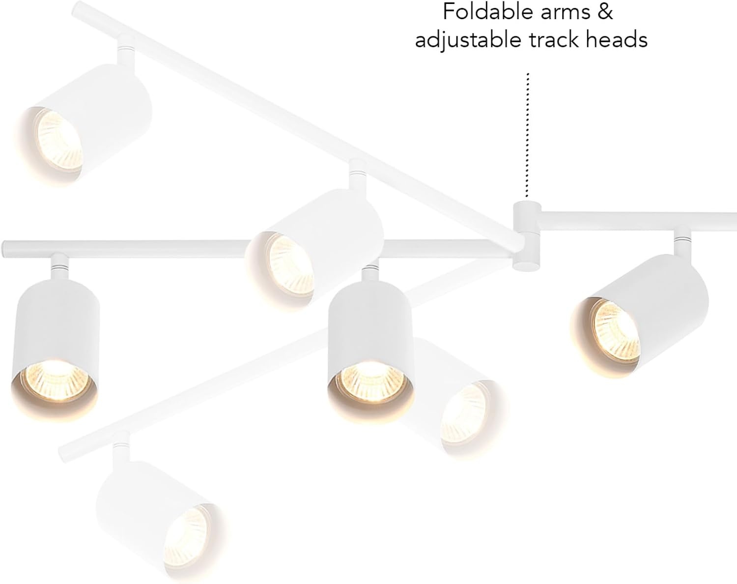 image:imageGlobe Electric 59865 Spence 6Light Foldable Track Lighting Brushed Nickel Frosted Glass ShadesMatte White Pratt