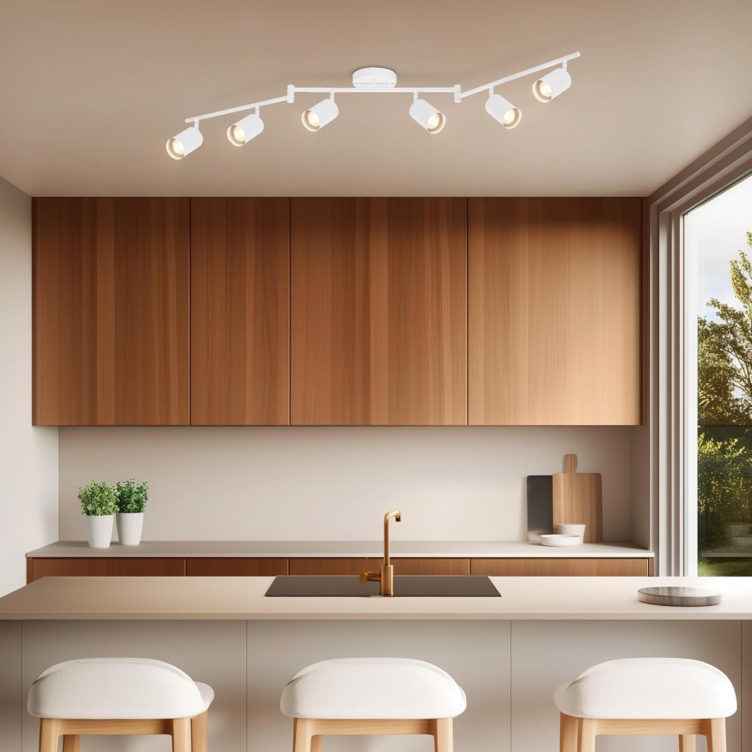 image:imageGlobe Electric 59865 Spence 6Light Foldable Track Lighting Brushed Nickel Frosted Glass ShadesMatte White Pratt