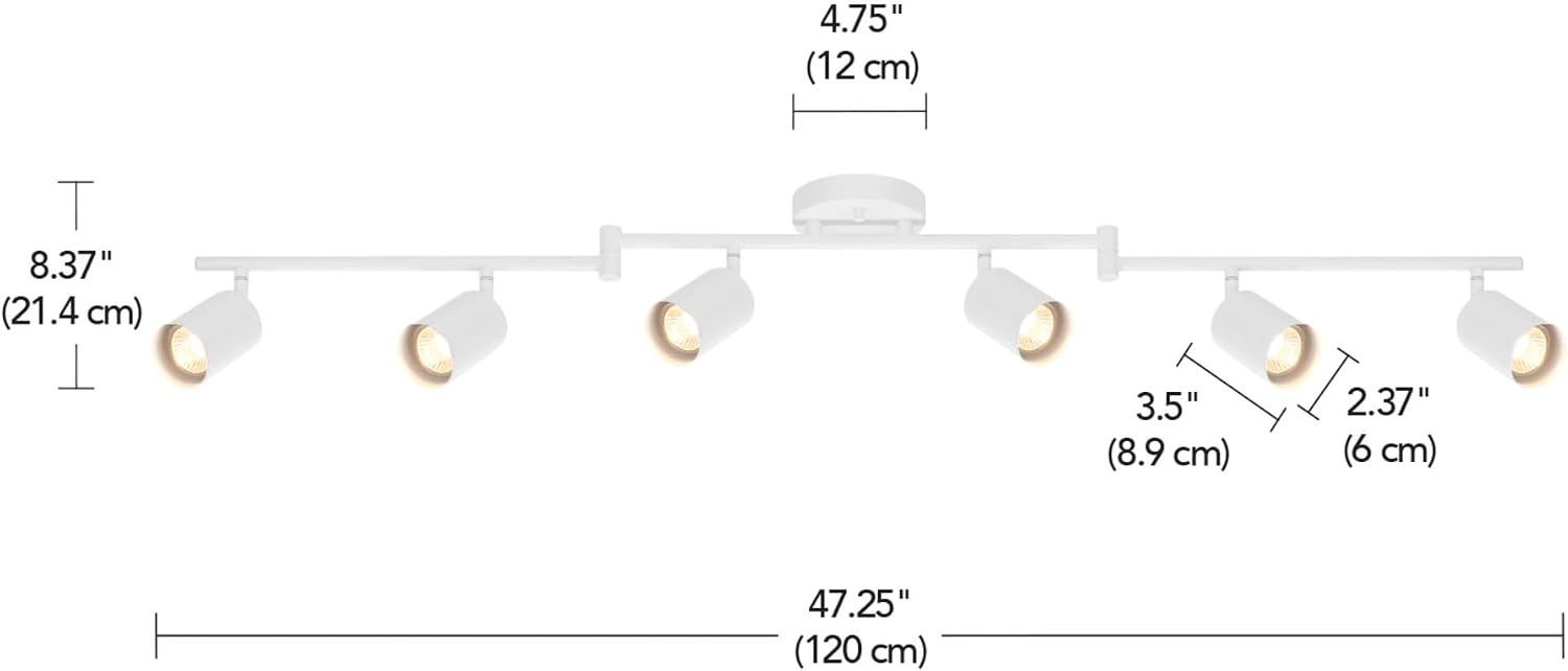 image:imageGlobe Electric 59865 Spence 6Light Foldable Track Lighting Brushed Nickel Frosted Glass ShadesMatte White Pratt