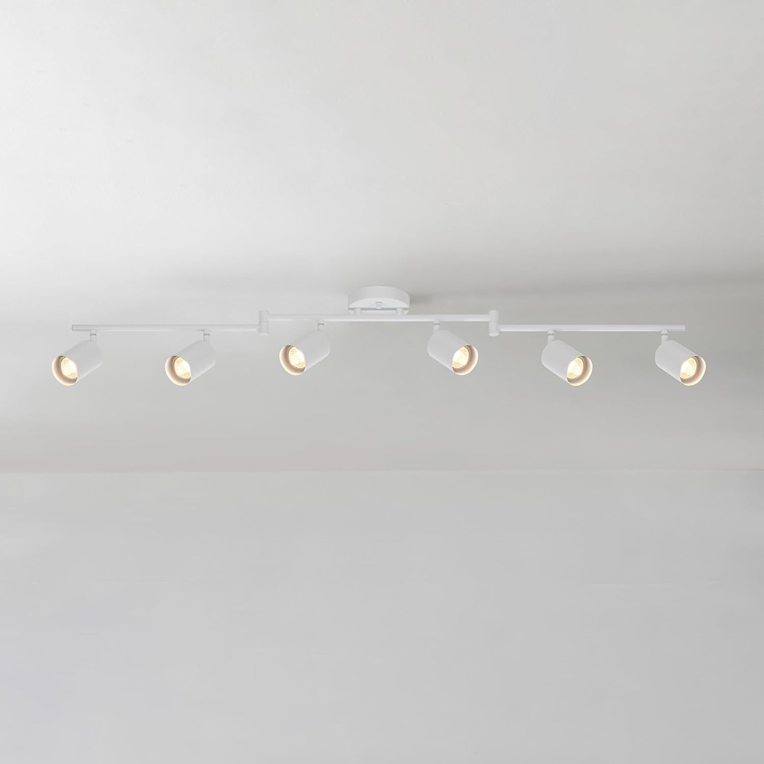 image:imageGlobe Electric 59865 Spence 6Light Foldable Track Lighting Brushed Nickel Frosted Glass ShadesMatte White Pratt