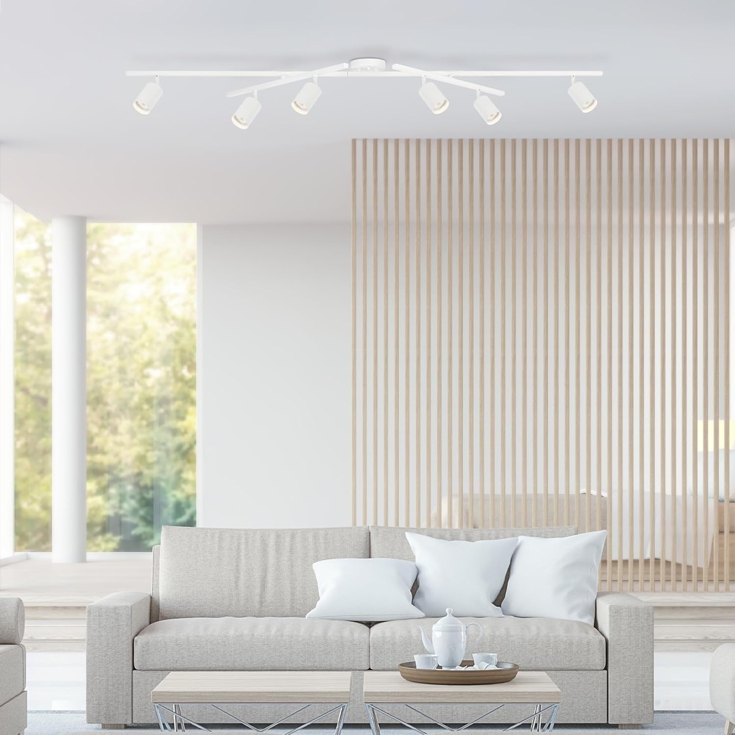 image:imageGlobe Electric 59865 Spence 6Light Foldable Track Lighting Brushed Nickel Frosted Glass ShadesMatte White Waylon