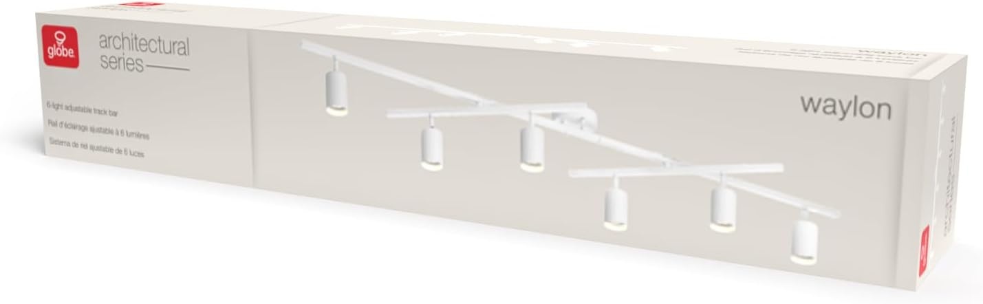 image:imageGlobe Electric 59865 Spence 6Light Foldable Track Lighting Brushed Nickel Frosted Glass ShadesMatte White Waylon