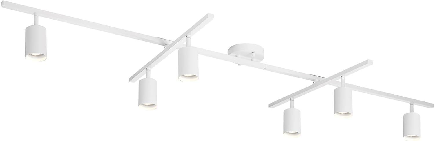 image:imageGlobe Electric 59865 Spence 6Light Foldable Track Lighting Brushed Nickel Frosted Glass ShadesMatte White Waylon