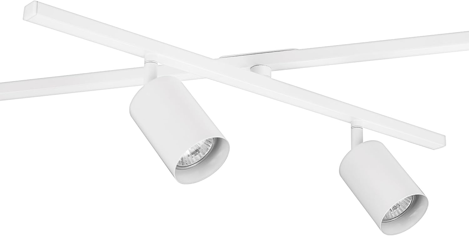 image:imageGlobe Electric 59865 Spence 6Light Foldable Track Lighting Brushed Nickel Frosted Glass ShadesMatte White Waylon
