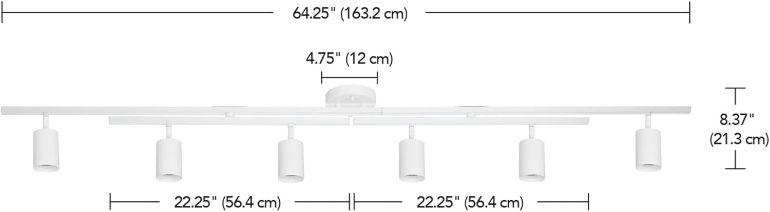 image:imageGlobe Electric 59865 Spence 6Light Foldable Track Lighting Brushed Nickel Frosted Glass ShadesMatte White Waylon
