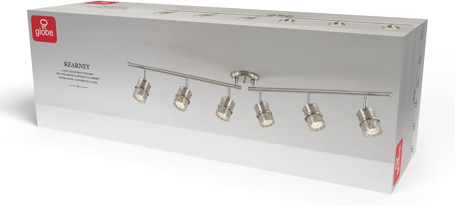 image:imageGlobe Electric 59865 Spence 6Light Foldable Track Lighting Brushed Nickel Frosted Glass ShadesNickel Kearney