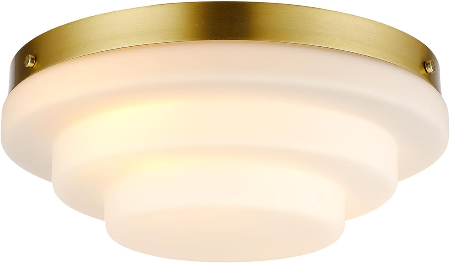 image:imageGlobe Electric 60309 2Light Flush Mount Ceiling Light Matte Black Antique Brass Accents Frosted Glass Shade Bedroom Lighting Fixtures Ceiling Dining Room Fixture Lighting for HallwayDevo