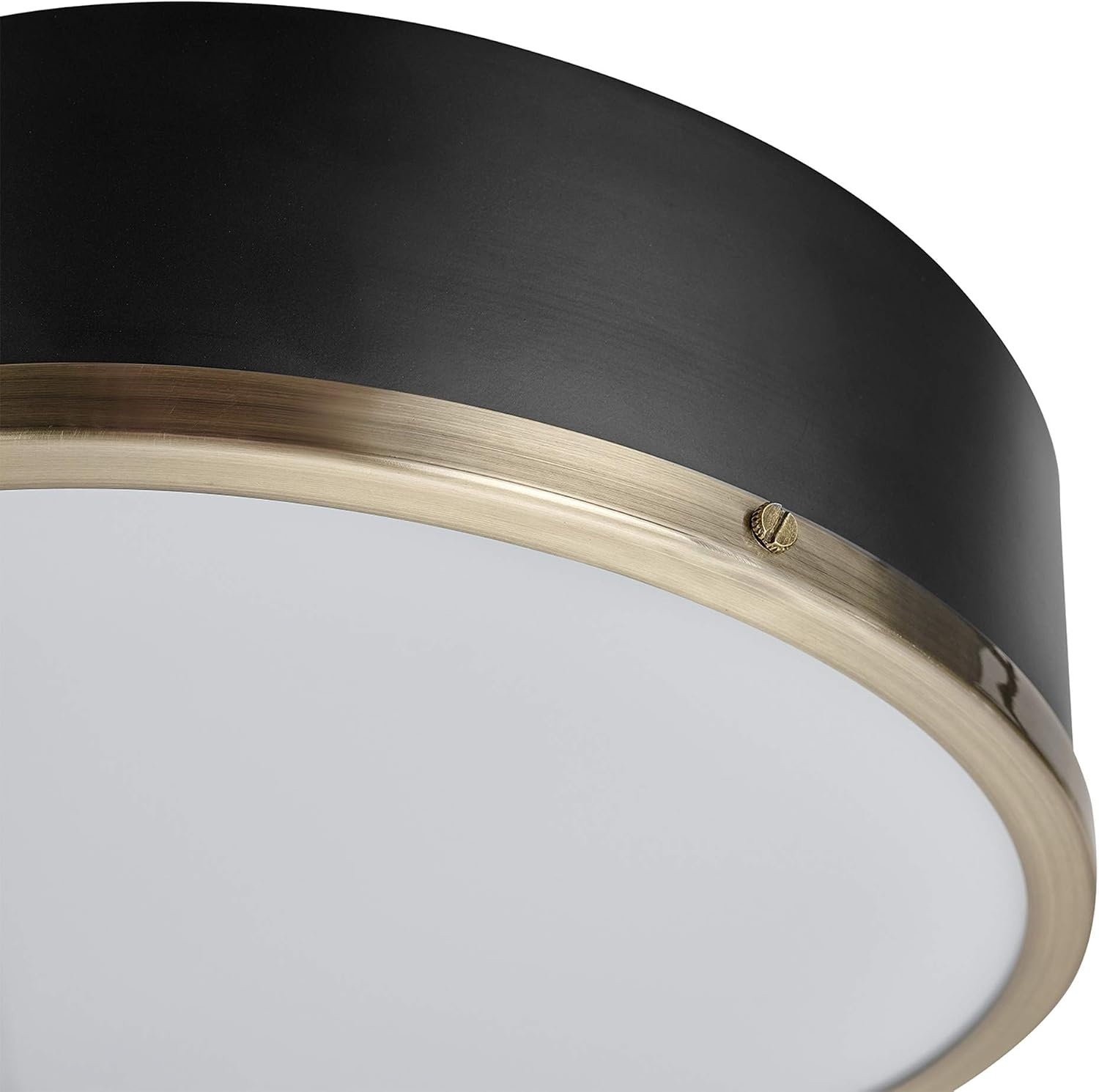 image:imageGlobe Electric 60309 2Light Flush Mount Ceiling Light Matte Black Antique Brass Accents Frosted Glass Shade Bedroom Lighting Fixtures Ceiling Dining Room Fixture Lighting for HallwaySelina