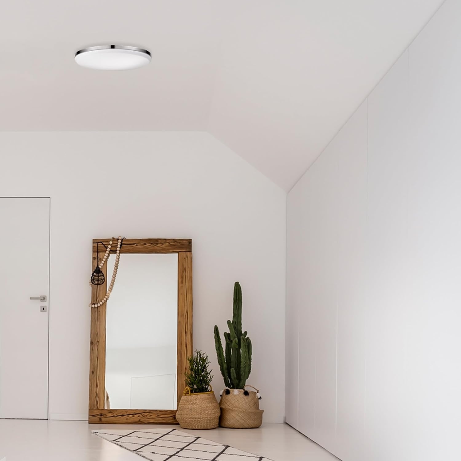 image:imageGlobe Electric 60309 2Light Flush Mount Ceiling Light Matte Black Antique Brass Accents Frosted Glass Shade Bedroom Lighting Fixtures Ceiling Dining Room Fixture Lighting for HallwayEllington Chrome