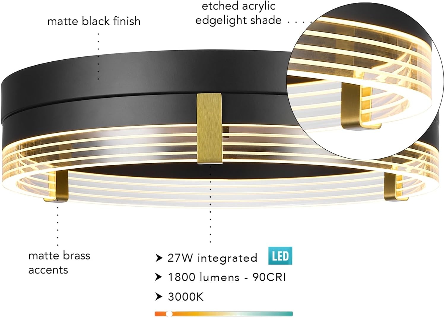 image:imageGlobe Electric 60309 2Light Flush Mount Ceiling Light Matte Black Antique Brass Accents Frosted Glass Shade Bedroom Lighting Fixtures Ceiling Dining Room Fixture Lighting for HallwayBrass Accents