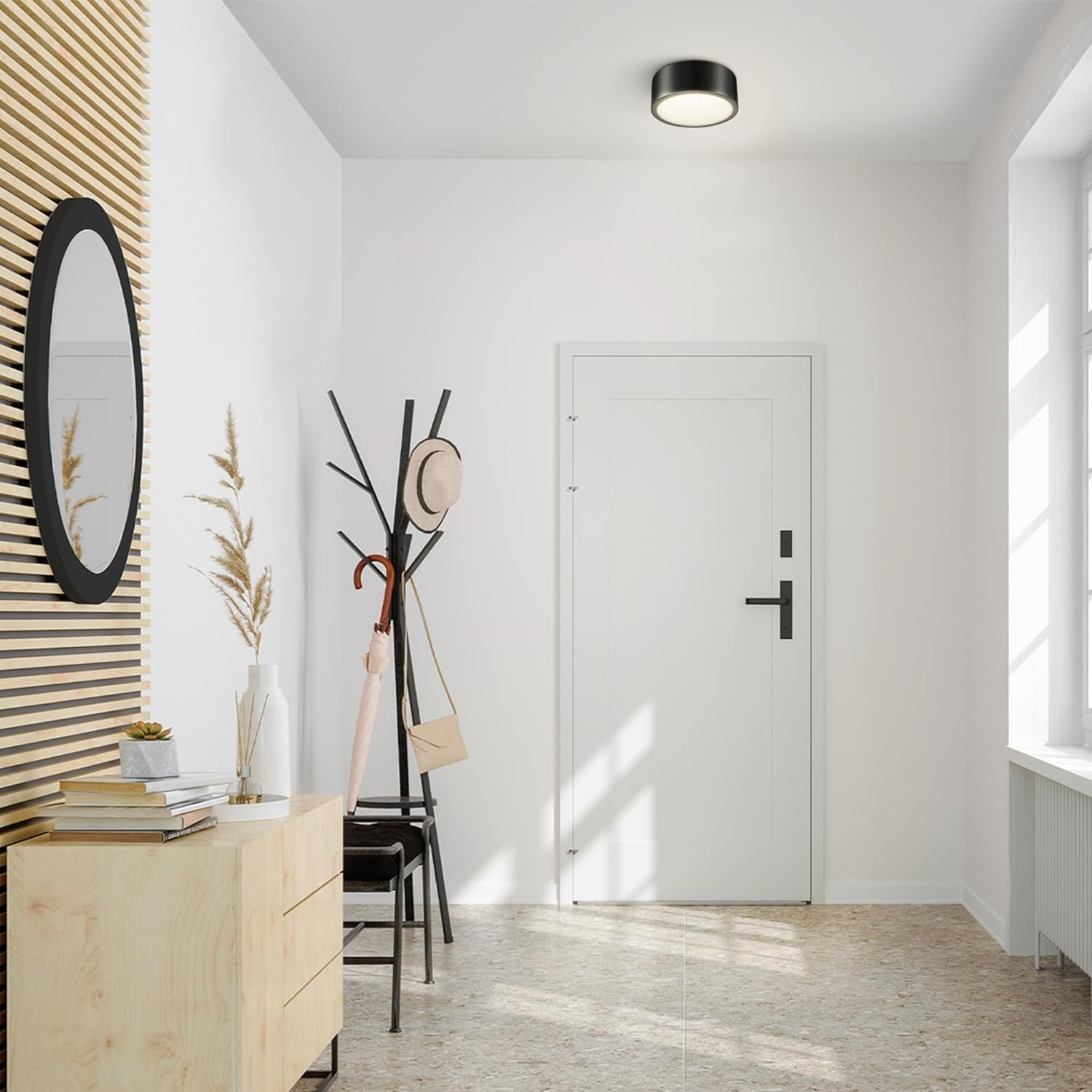 image:imageGlobe Electric 60309 2Light Flush Mount Ceiling Light Matte Black Antique Brass Accents Frosted Glass Shade Bedroom Lighting Fixtures Ceiling Dining Room Fixture Lighting for HallwayEdinburg Black