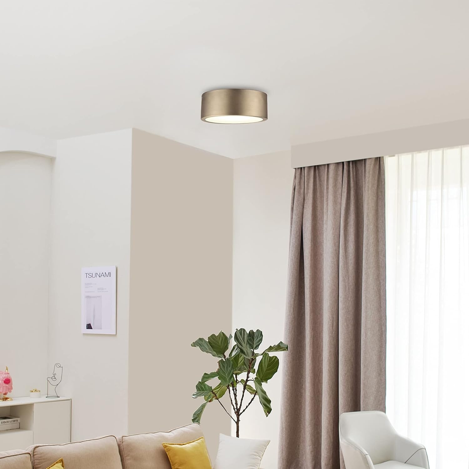 image:imageGlobe Electric 60309 2Light Flush Mount Ceiling Light Matte Black Antique Brass Accents Frosted Glass Shade Bedroom Lighting Fixtures Ceiling Dining Room Fixture Lighting for HallwayEdinburg Brass