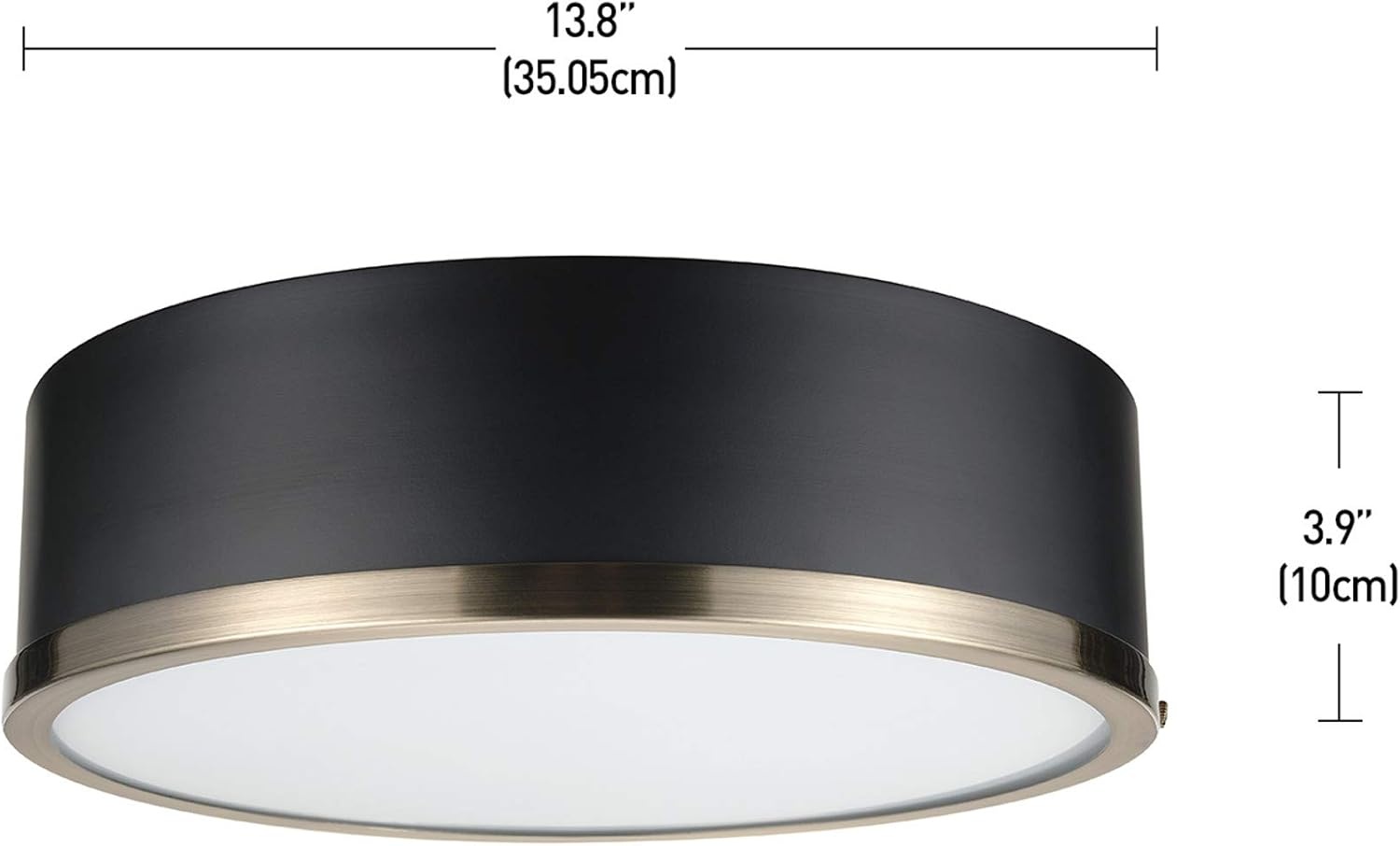 image:imageGlobe Electric 60309 2Light Flush Mount Ceiling Light Matte Black Antique Brass Accents Frosted Glass Shade Bedroom Lighting Fixtures Ceiling Dining Room Fixture Lighting for HallwaySelina