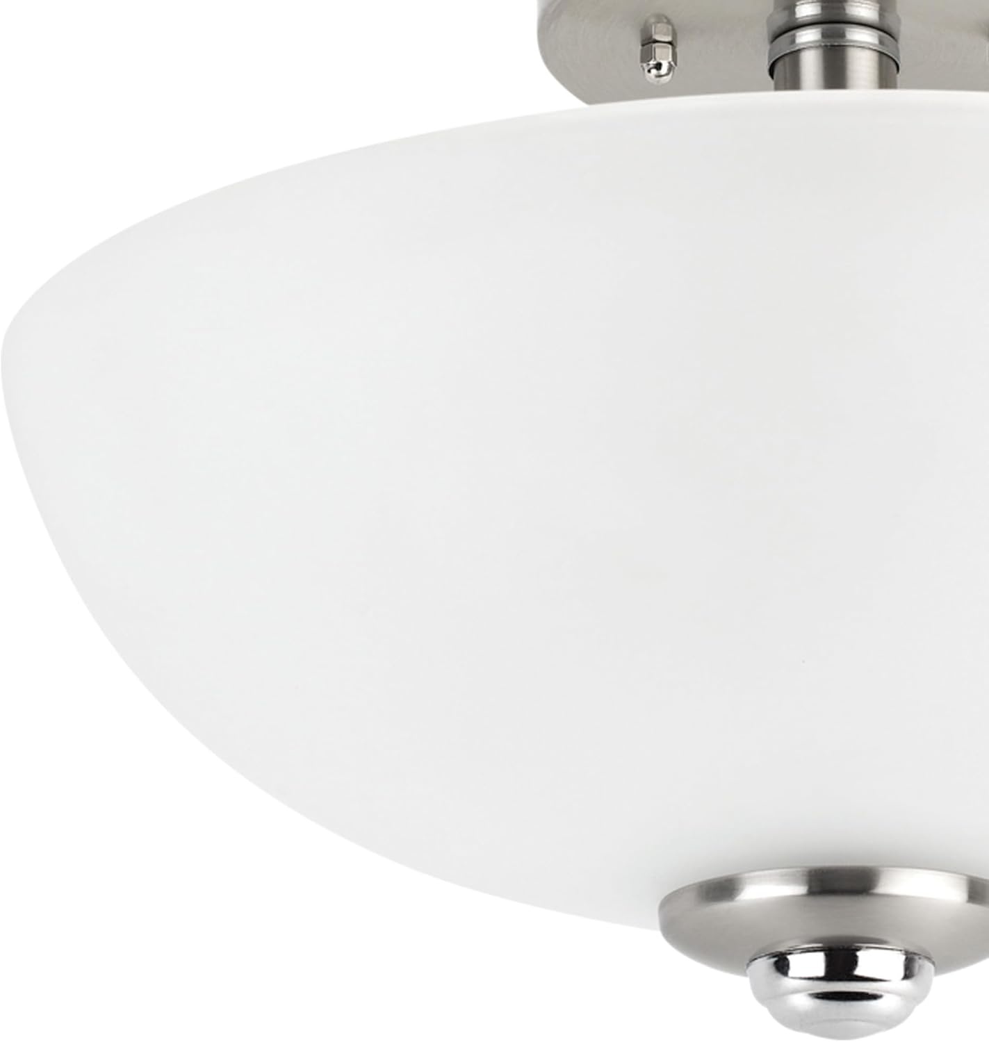 image:imageGlobe Electric 60315 2Light Flush Mount Ceiling Light Dark Bronze Finish White Linen Shade Low Profile Drum Design E26 Base DimmableBushed Nickel Glass Shade