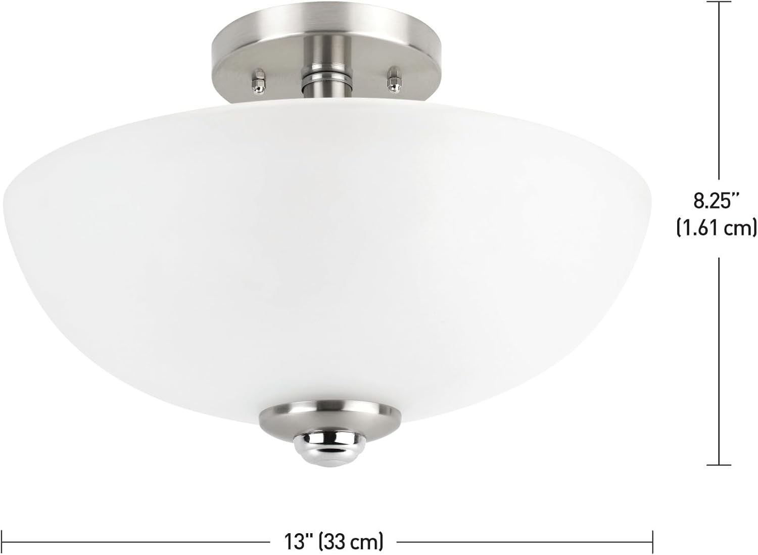 image:imageGlobe Electric 60315 2Light Flush Mount Ceiling Light Dark Bronze Finish White Linen Shade Low Profile Drum Design E26 Base DimmableBushed Nickel Glass Shade