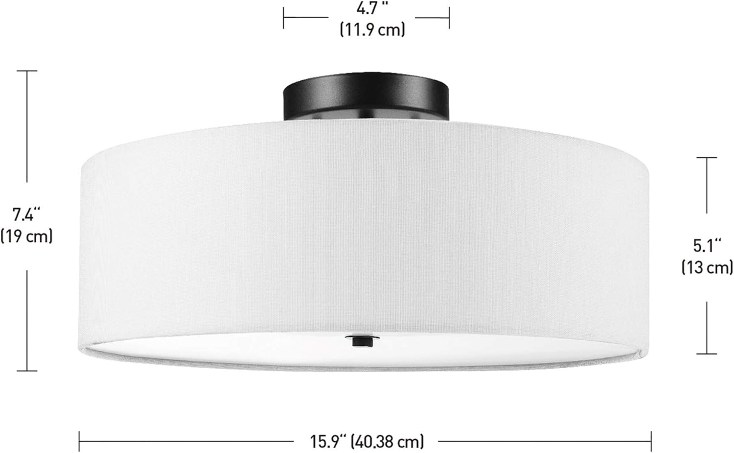 image:imageGlobe Electric 60315 2Light Flush Mount Ceiling Light Dark Bronze Finish White Linen Shade Low Profile Drum Design E26 Base DimmableDark Bronze Linen Shade