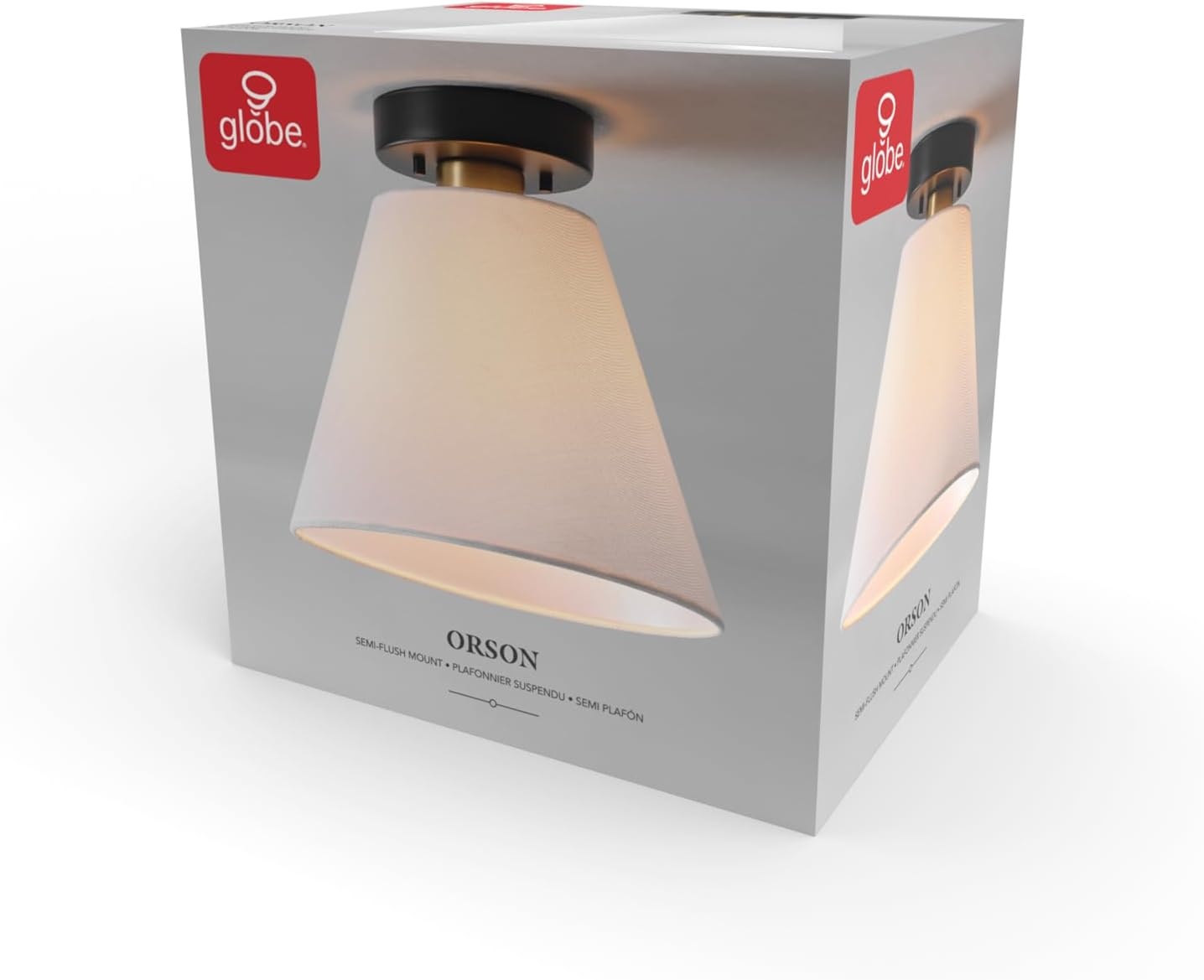 image:imageGlobe Electric 60315 2Light Flush Mount Ceiling Light Dark Bronze Finish White Linen Shade Low Profile Drum Design E26 Base DimmableMatte Black Brass Accents