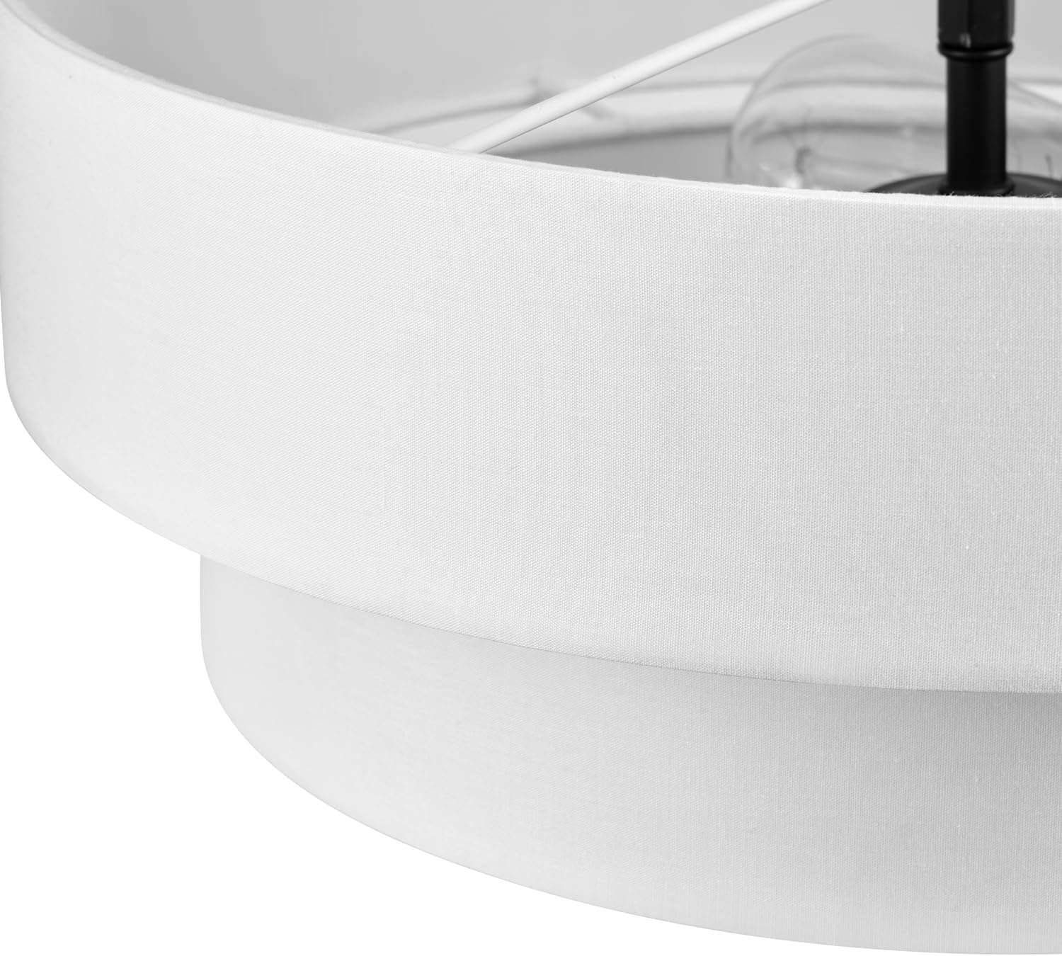 image:imageGlobe Electric 60315 2Light Flush Mount Ceiling Light Dark Bronze Finish White Linen Shade Low Profile Drum Design E26 Base DimmableMatte Black Linen Shade