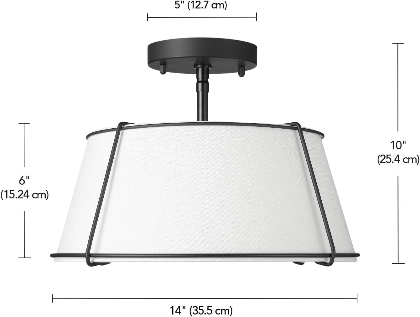 image:imageGlobe Electric 60315 2Light Flush Mount Ceiling Light Dark Bronze Finish White Linen Shade Low Profile Drum Design E26 Base DimmableMatte Black White Fabric Shade