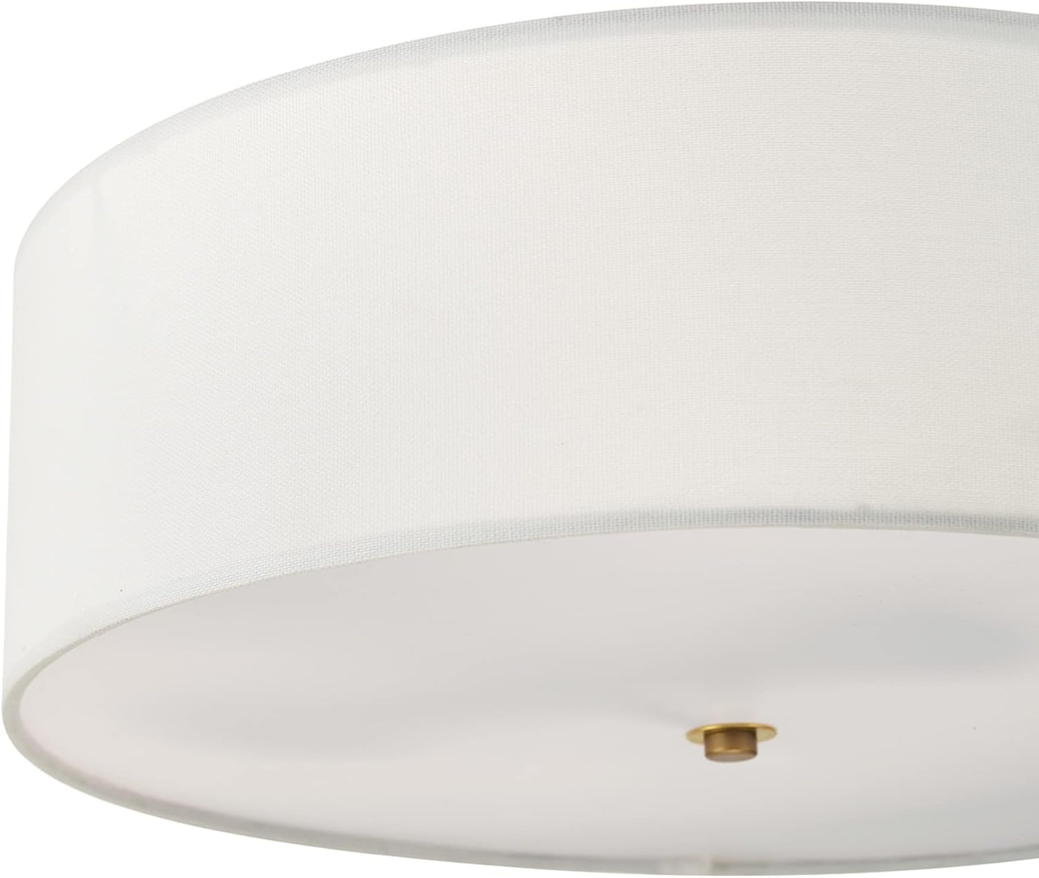 image:imageGlobe Electric 60315 2Light Flush Mount Ceiling Light Dark Bronze Finish White Linen Shade Low Profile Drum Design E26 Base DimmableMatte Brass Linen Shade