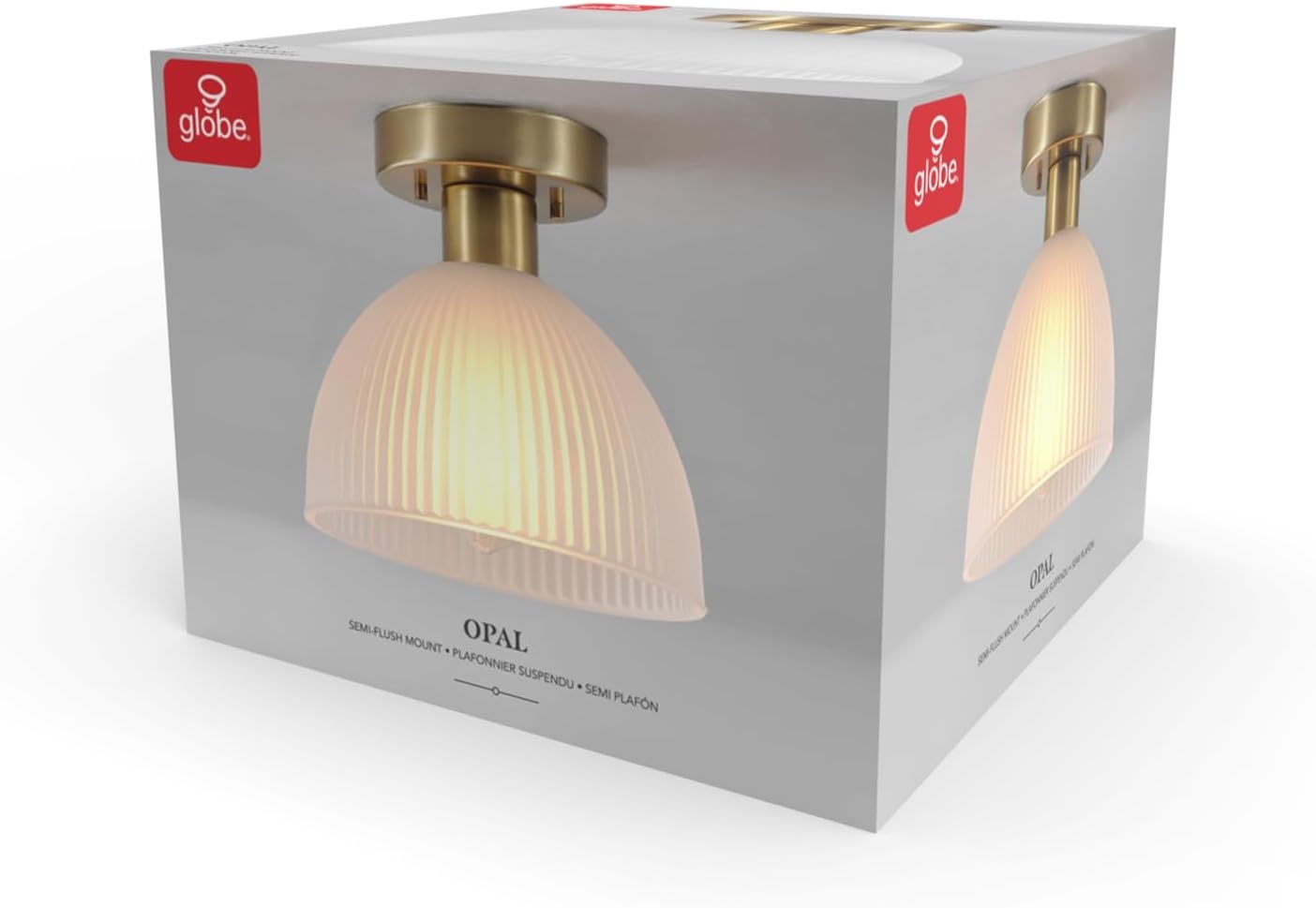 image:imageGlobe Electric 60315 2Light Flush Mount Ceiling Light Dark Bronze Finish White Linen Shade Low Profile Drum Design E26 Base DimmableMatte Brass Ribbed Glass