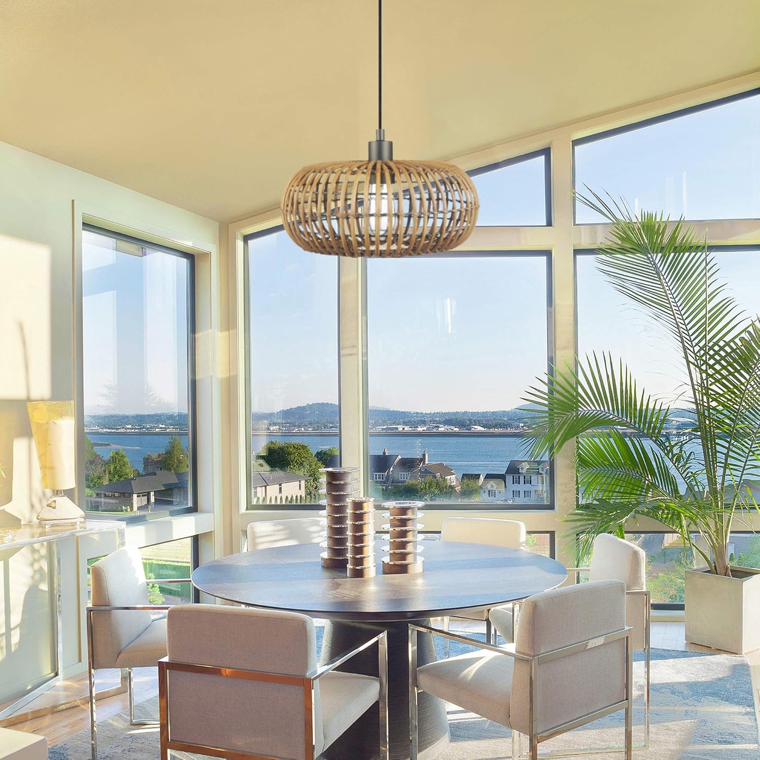 image:imageGlobe Electric 60332 Grant 1Light Pendant Lighting Twine Matte White White Fabric CordTrancoso