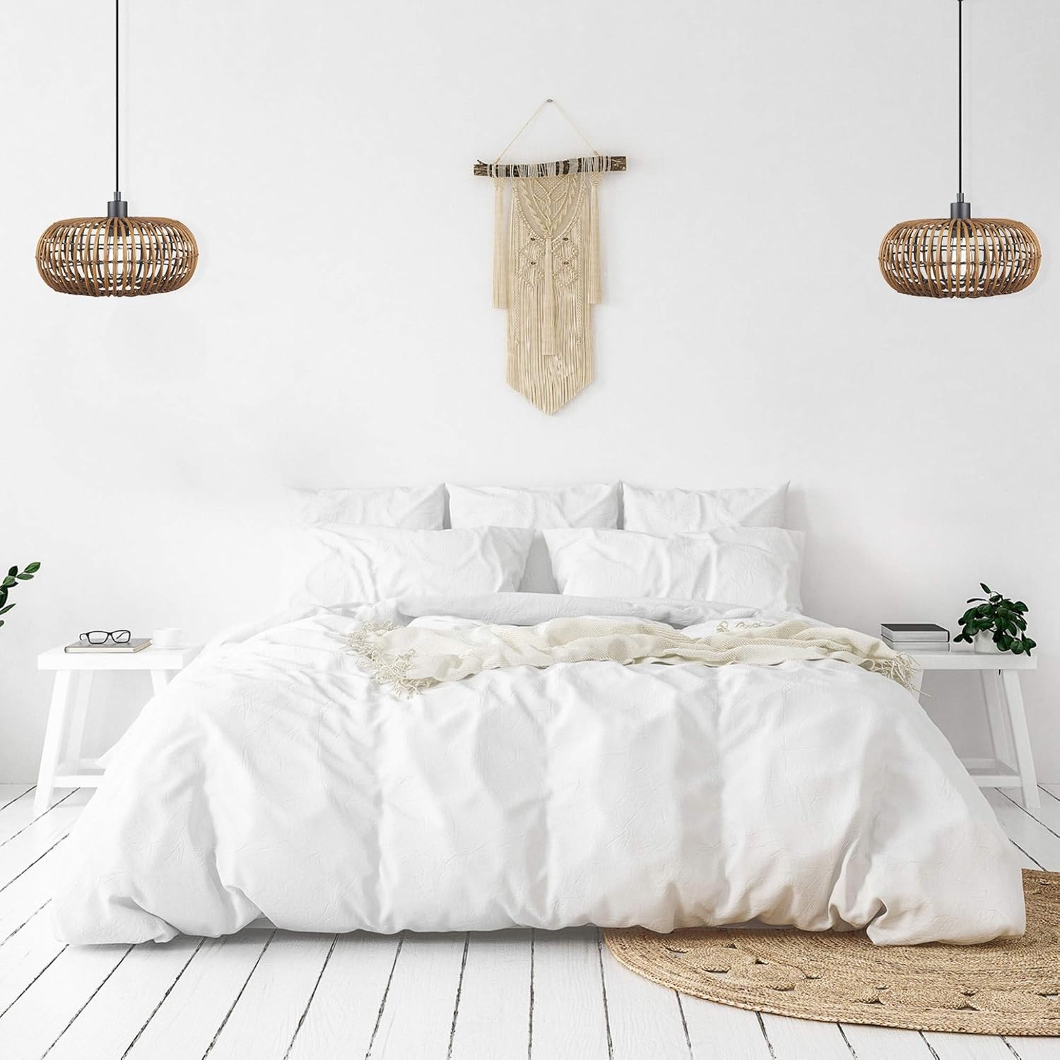 image:imageGlobe Electric 60332 Grant 1Light Pendant Lighting Twine Matte White White Fabric CordTrancoso