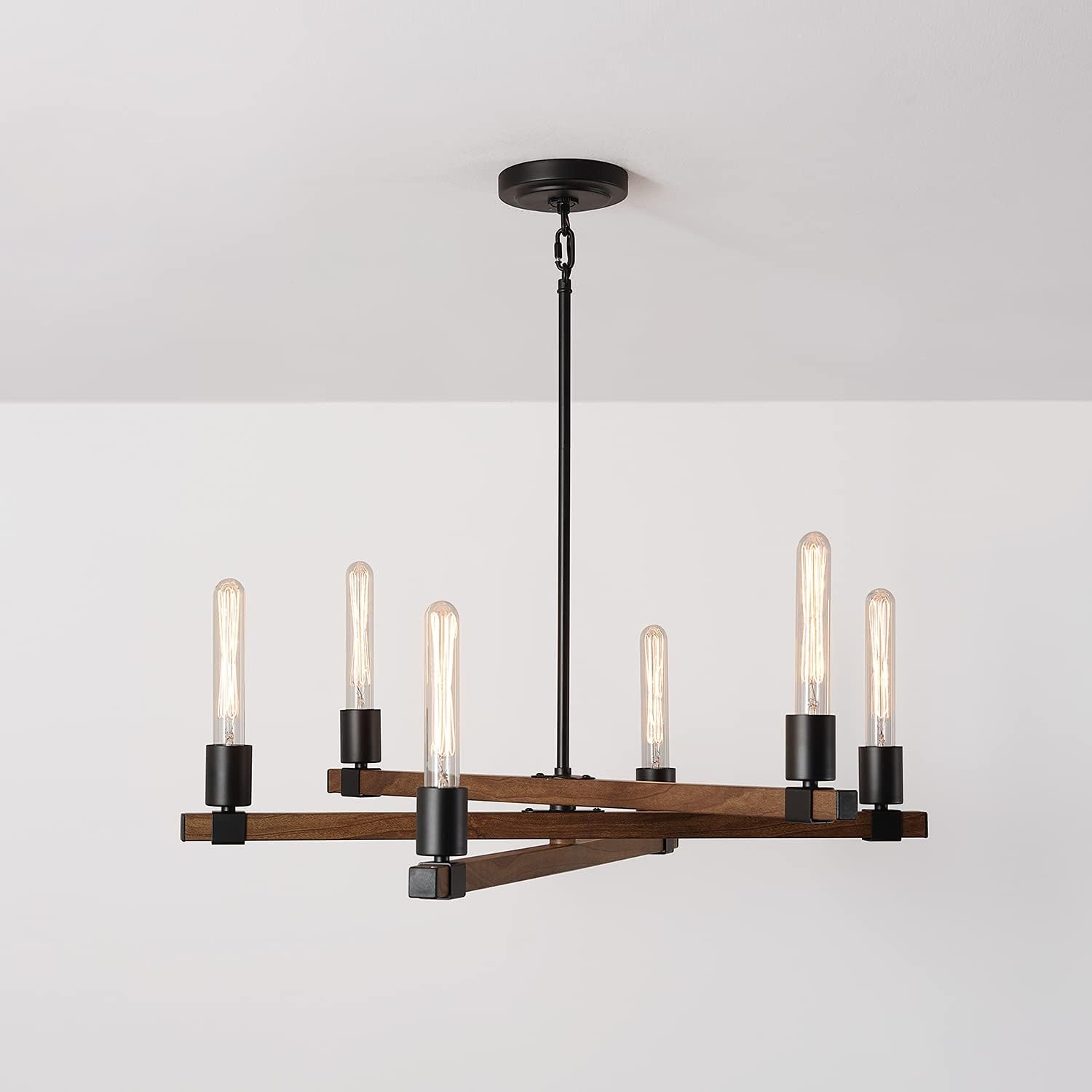 image:imageGlobe Electric 60340 Emery Pendant Lighting Matte Brass Bulb Not IncludedMatte Black Faux Wood